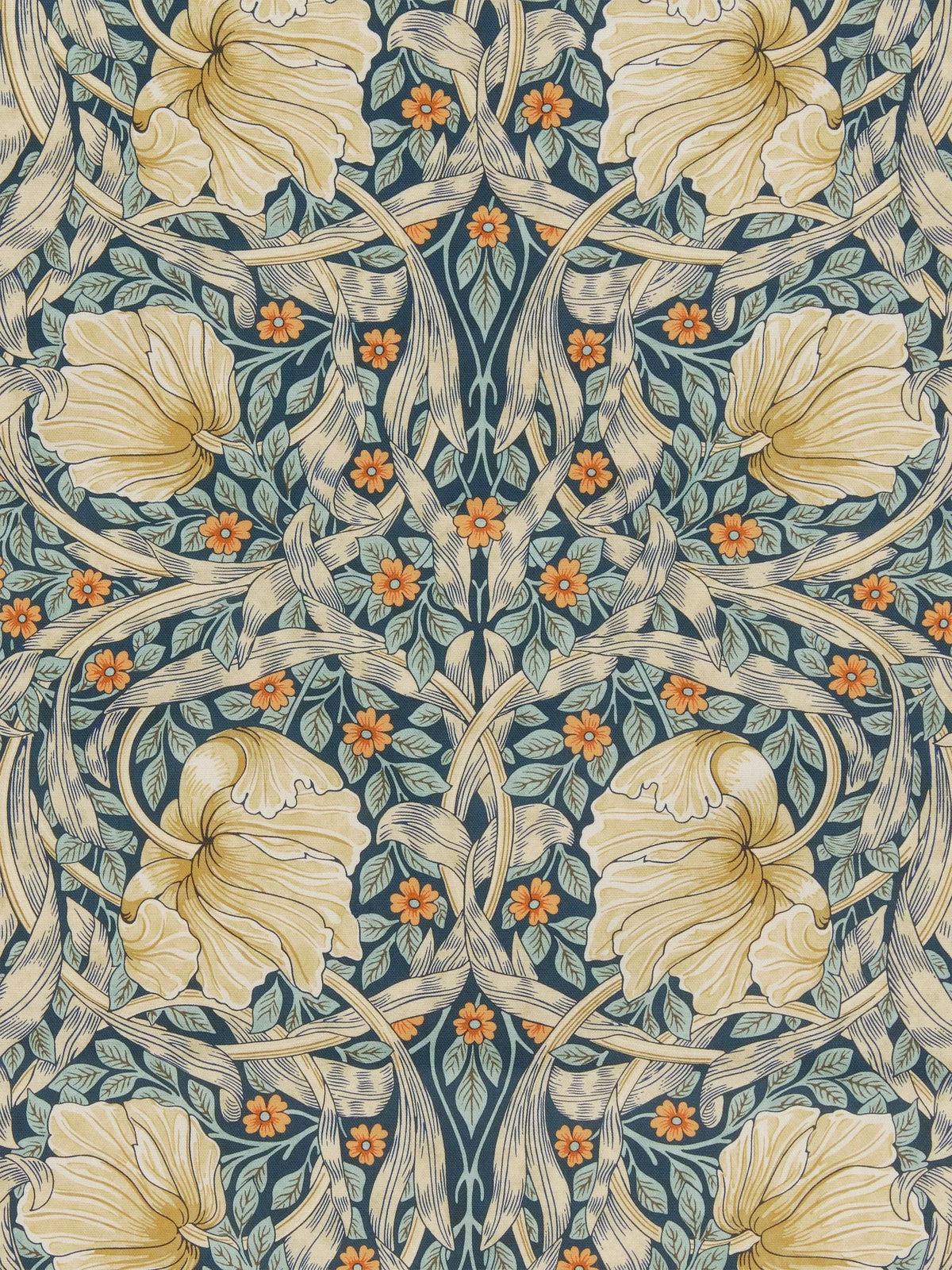 Morris & Co Pimpernel Pair Thermal Lined Eyelet Curtains Teal W228 x Drop 228cm