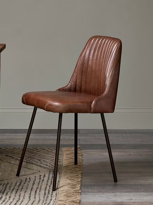 Nkuku Harsha Leather Dining Chair in Chocolate Brown