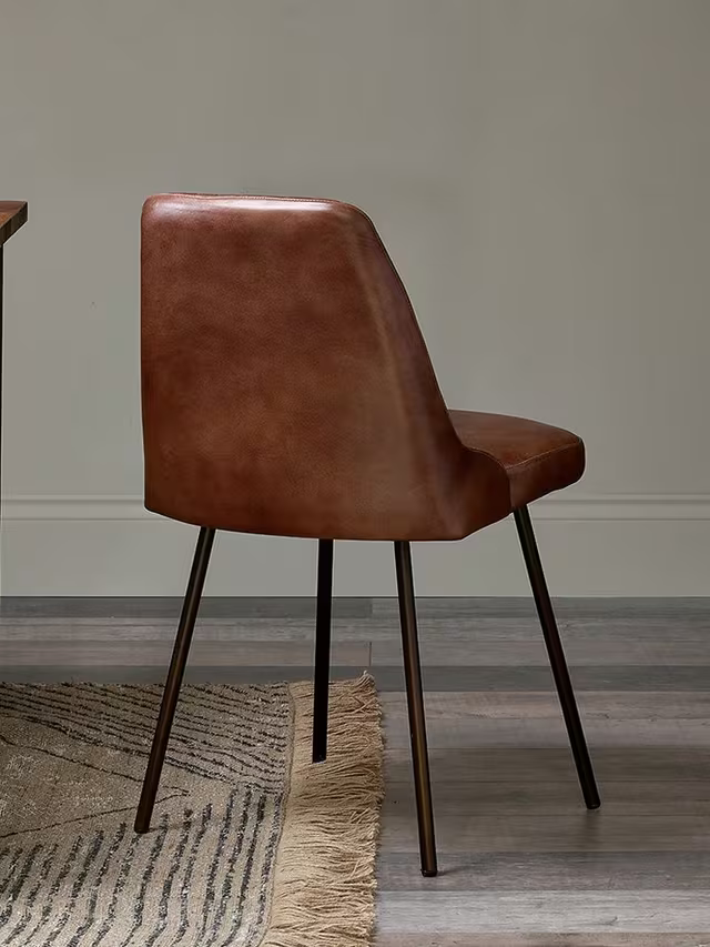 Nkuku Harsha Leather Dining Chair in Chocolate Brown