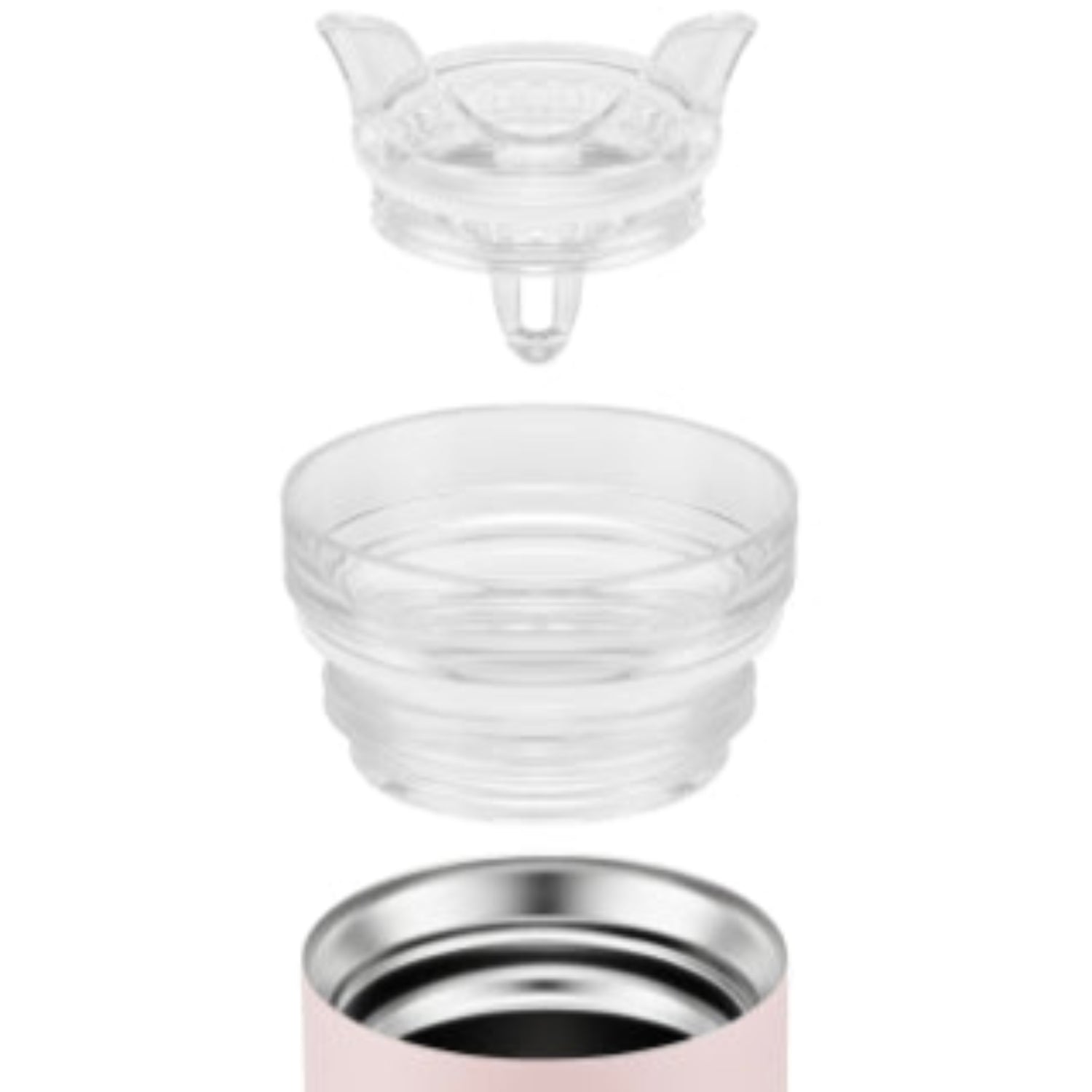 Bodum Vacuum Travel Mug Stainless Steel Pink With Clear Lid 600ml
