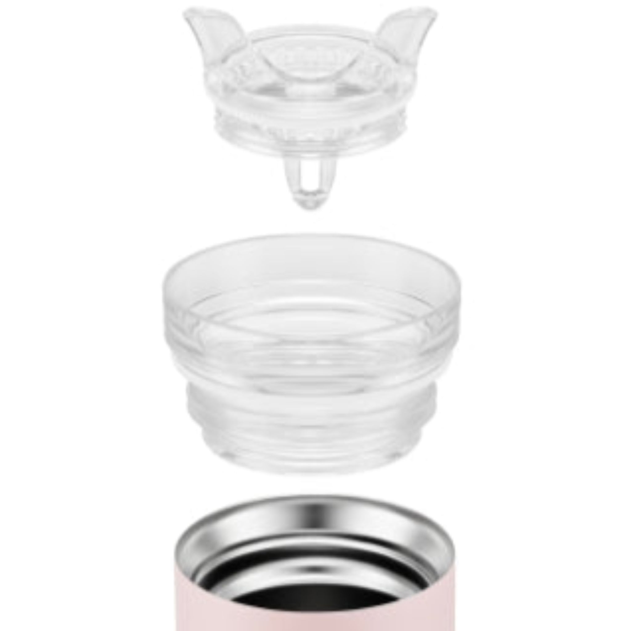 Bodum Vacuum Travel Mug Stainless Steel Pink With Clear Lid 600ml