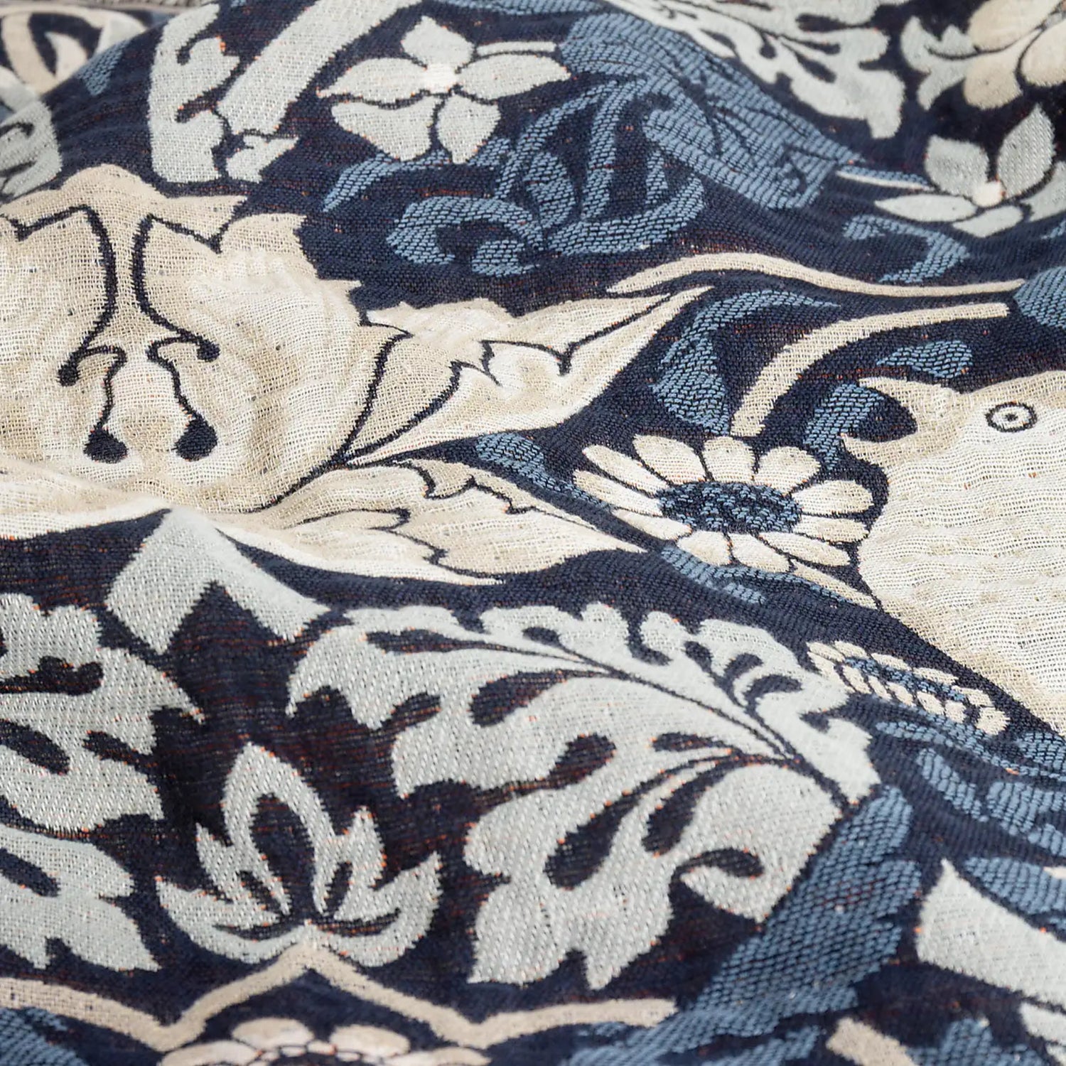 Morris & Co Strawberry Thief Jacquard Throw Indigo