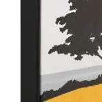 a black frame with a tree on the side