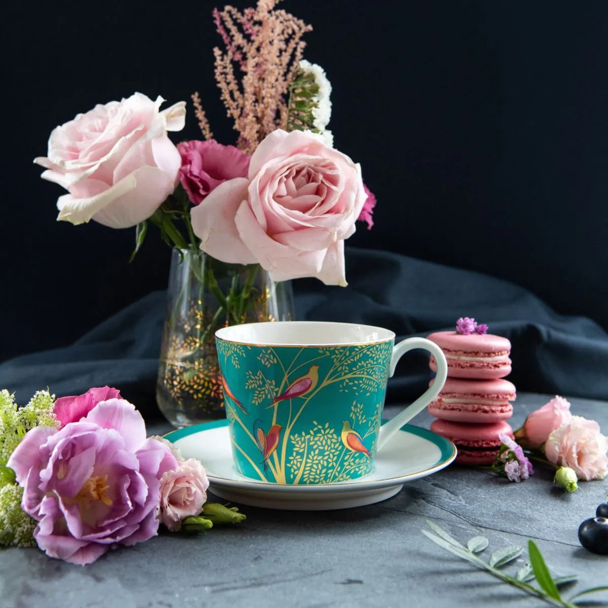 Sara Miller Chelsea Teacup & Saucer Green