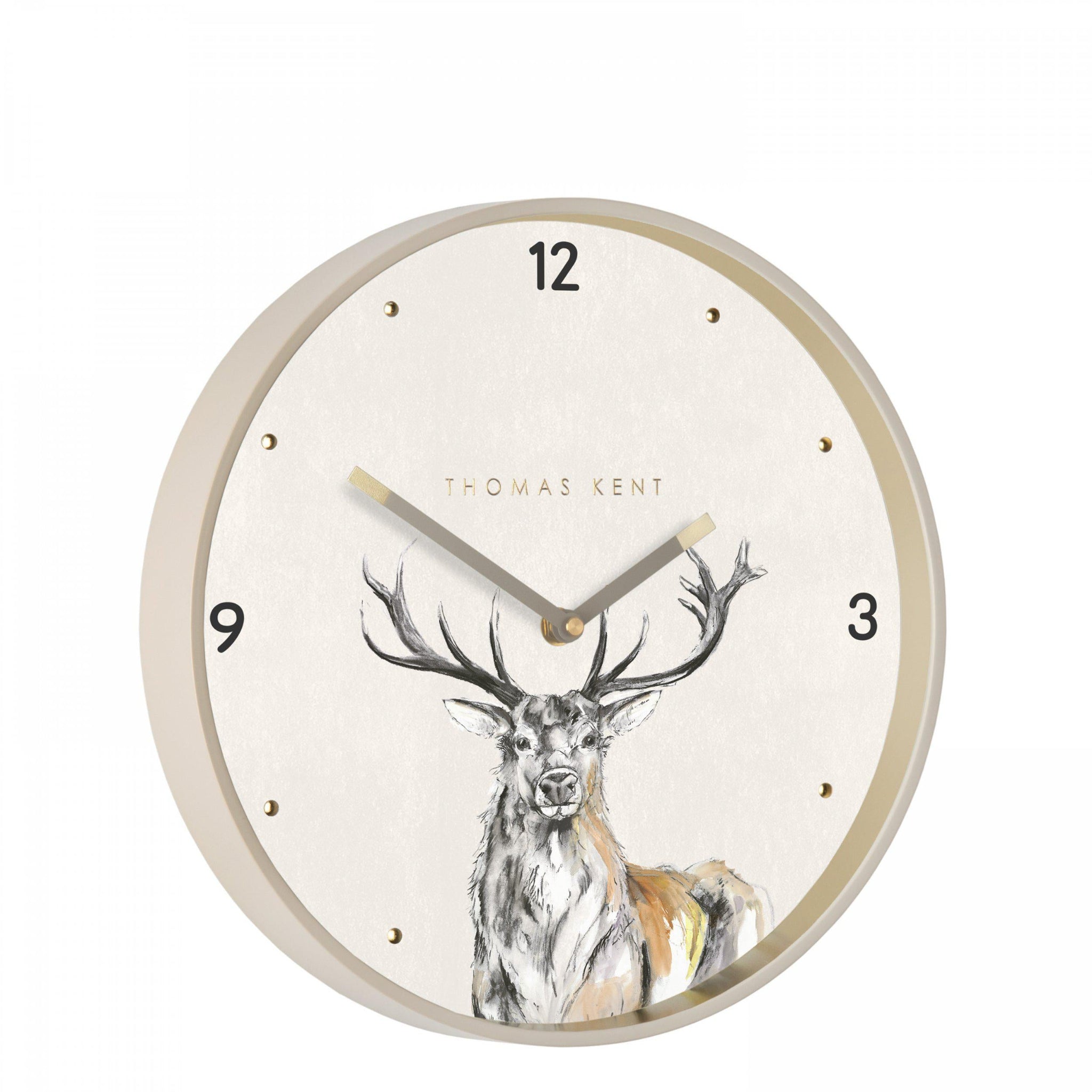 Thomas Kent 12" Wild Stag Wall Clock Side Angle