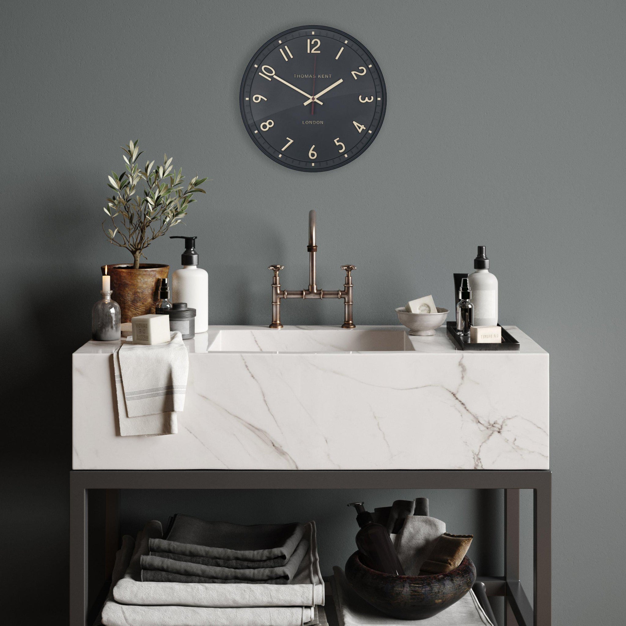 Thomas Kent 14" Tresco Wall Clock Charcoal Grey