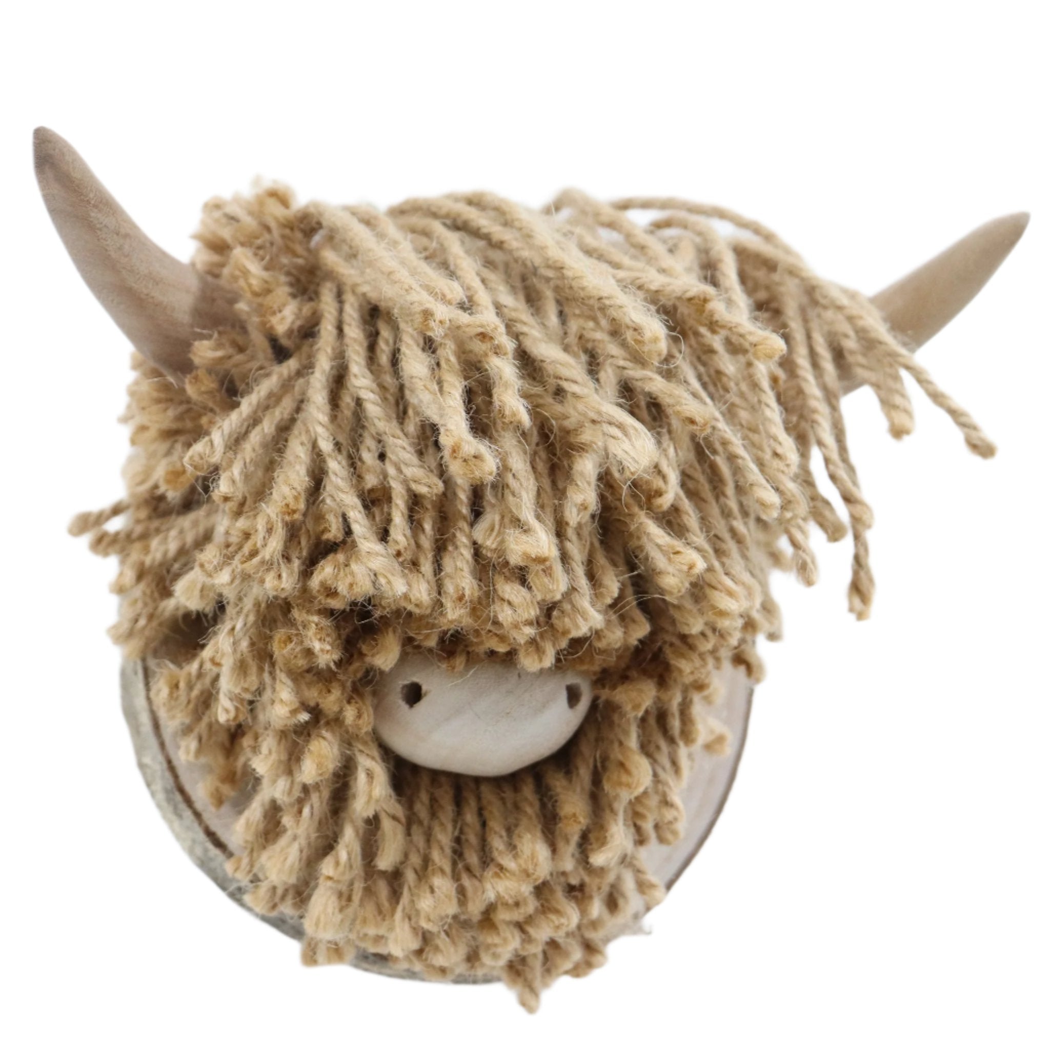Aquarelle Home Ailsa Mini Wall Mounted Highland Cow Head Jute Natural