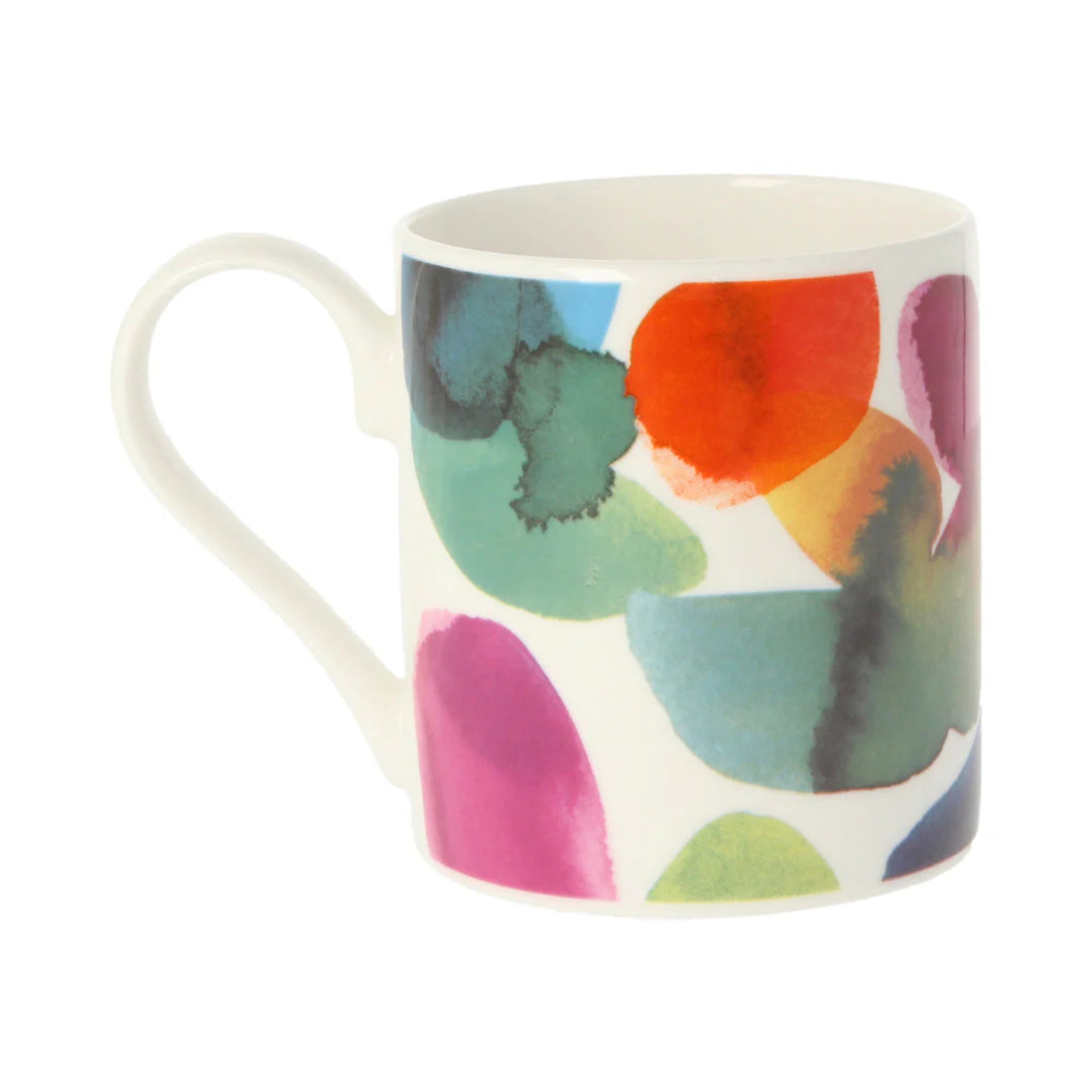 Colorful mug with abstract design on a white background