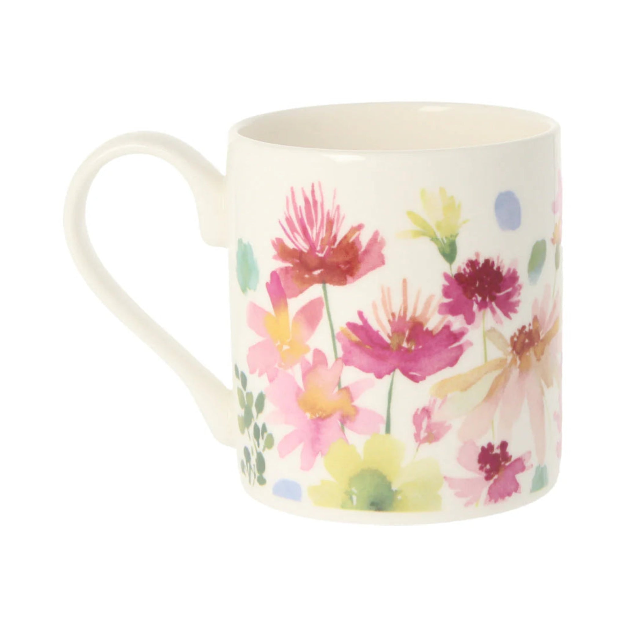 Floral-patterned mug on a white background