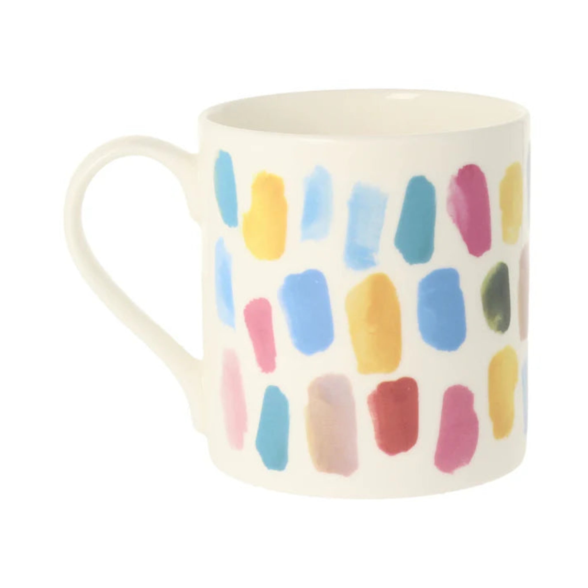 Mug with colorful abstract pattern on a white background