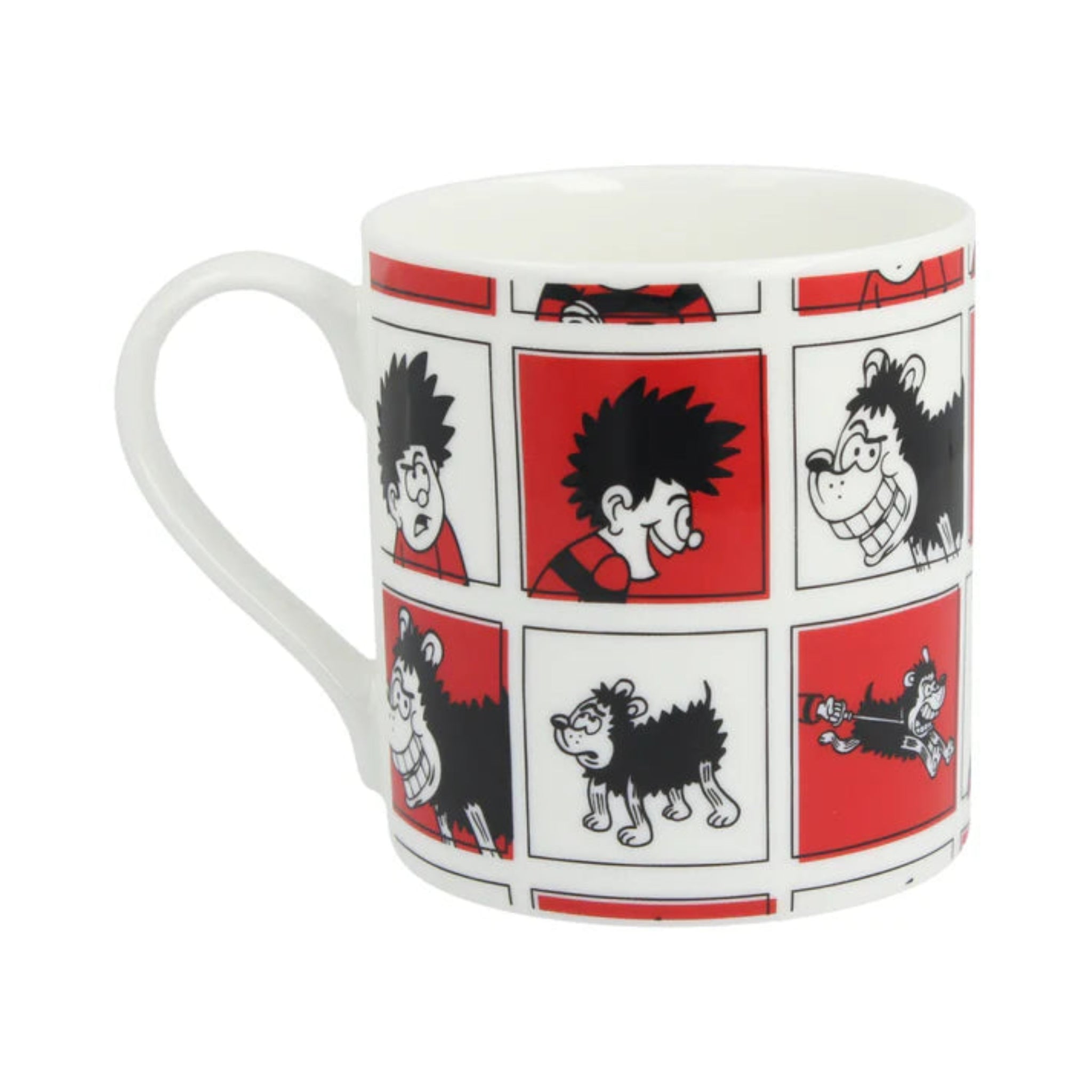 Mug with cartoon character design on a white background