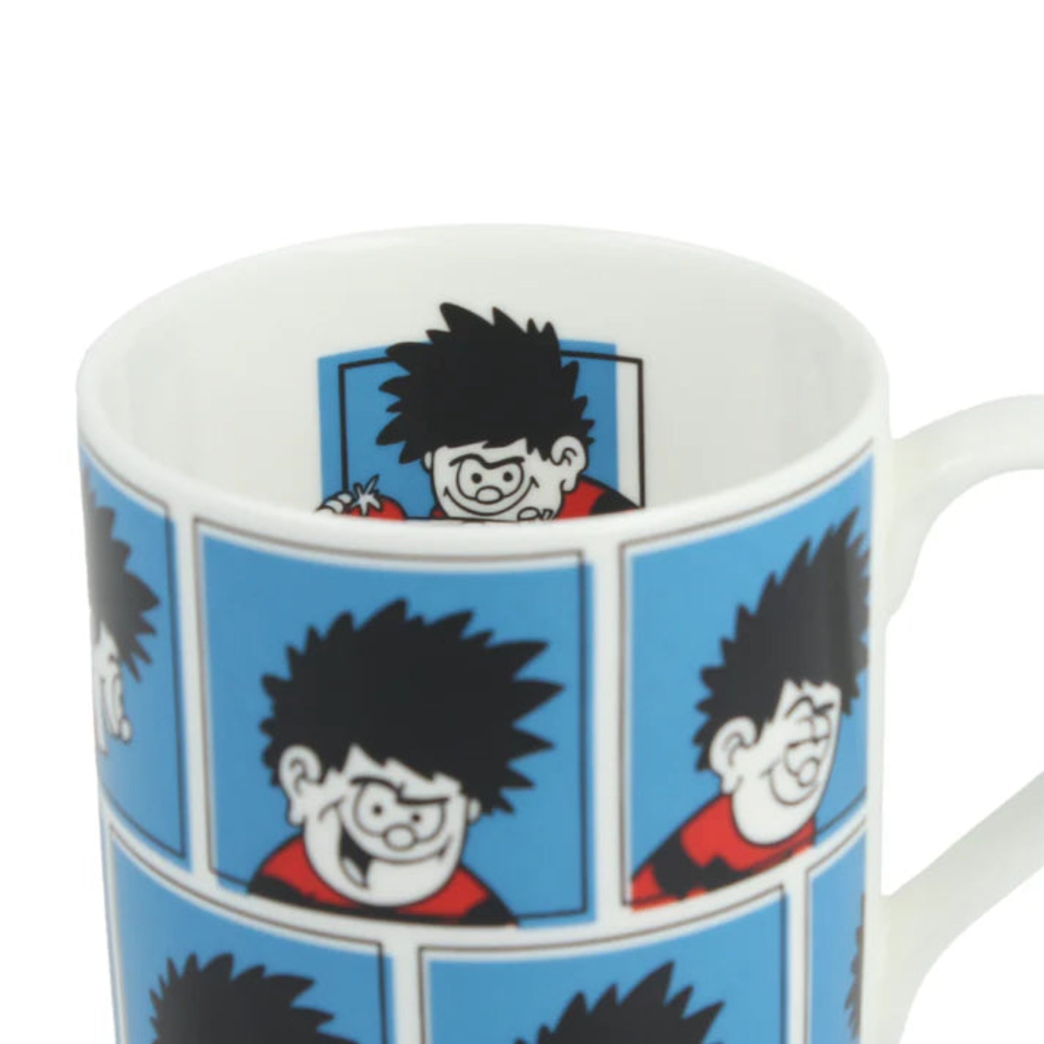 Mug with cartoon character design on a white background