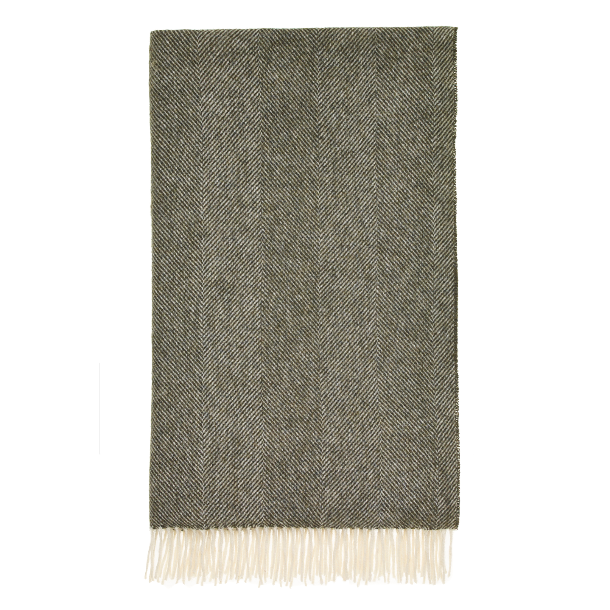 Bronte by Moon Herringbone Pure Wool Throw Loden