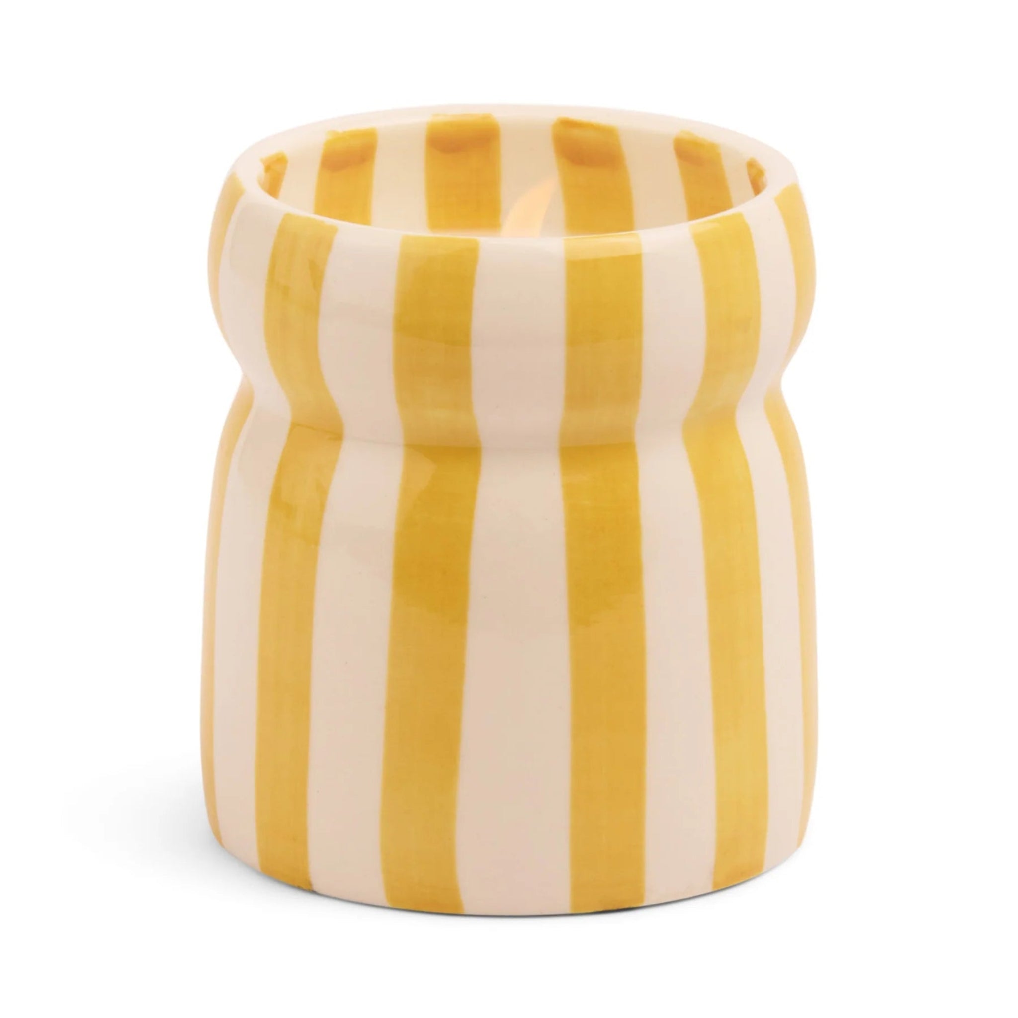Paddywax Cabana Ochre Stripped Ceramic Candle - Gold Coast
