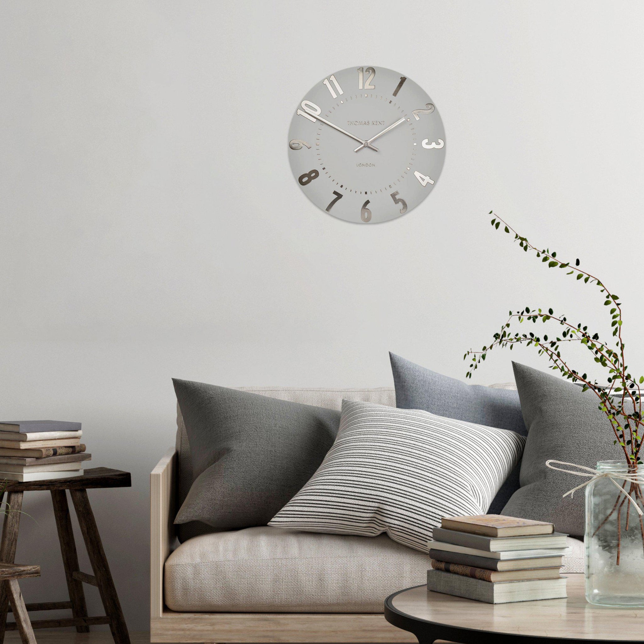 Thomas Kent 12" Mulberry Wall Clock Silver Cloud