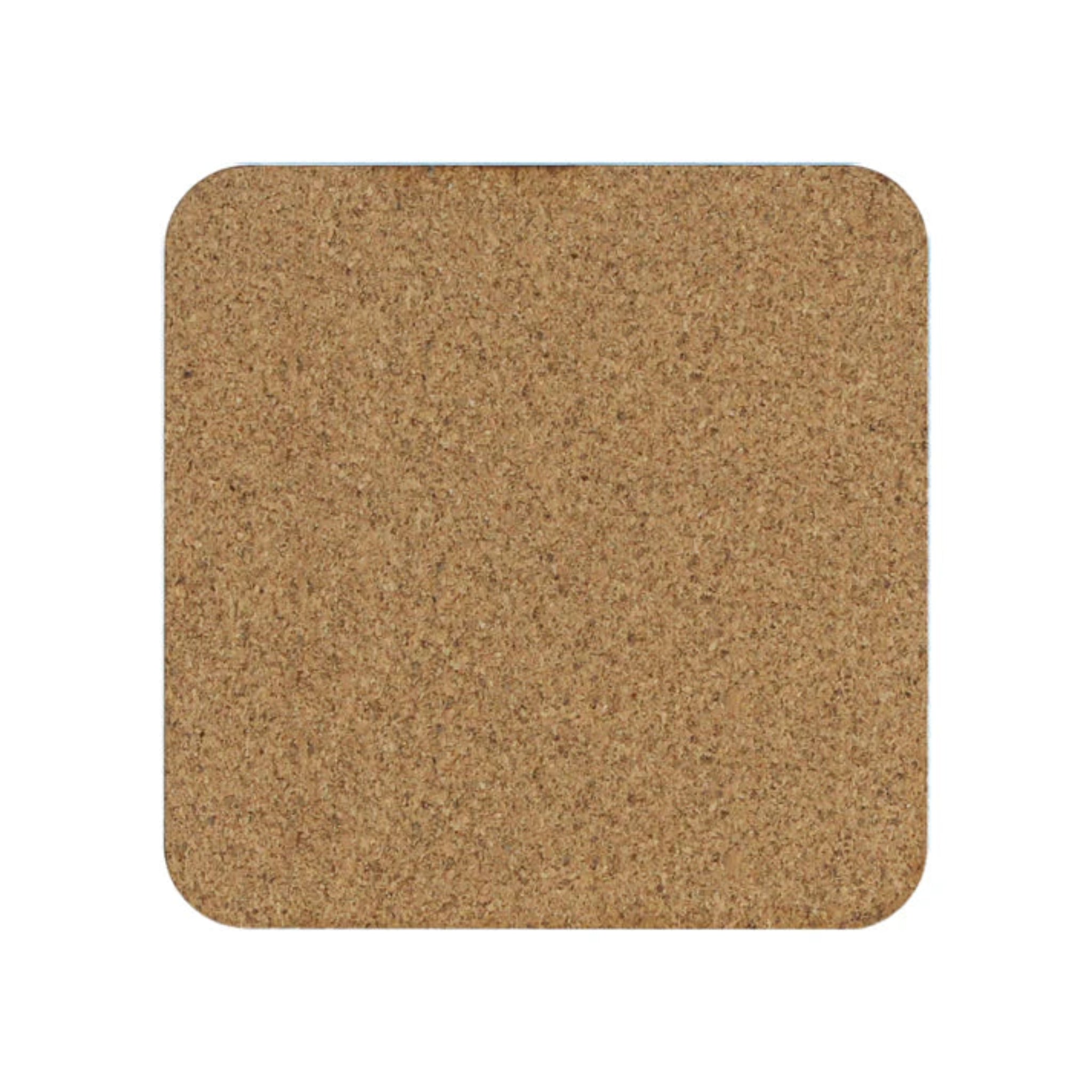 Square cork coaster on a white background