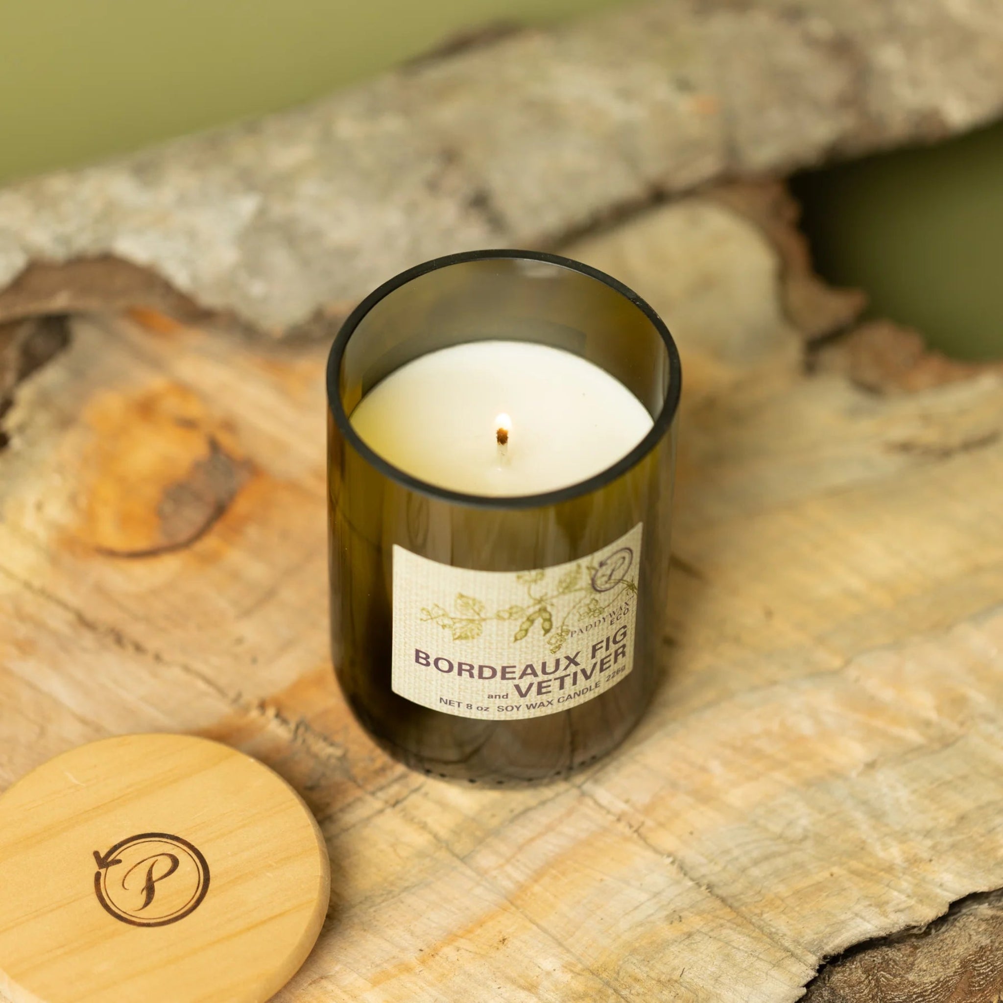 Paddywax Eco Green Recycled Glass Candle Bordeaux Fig & Vetiver 226g