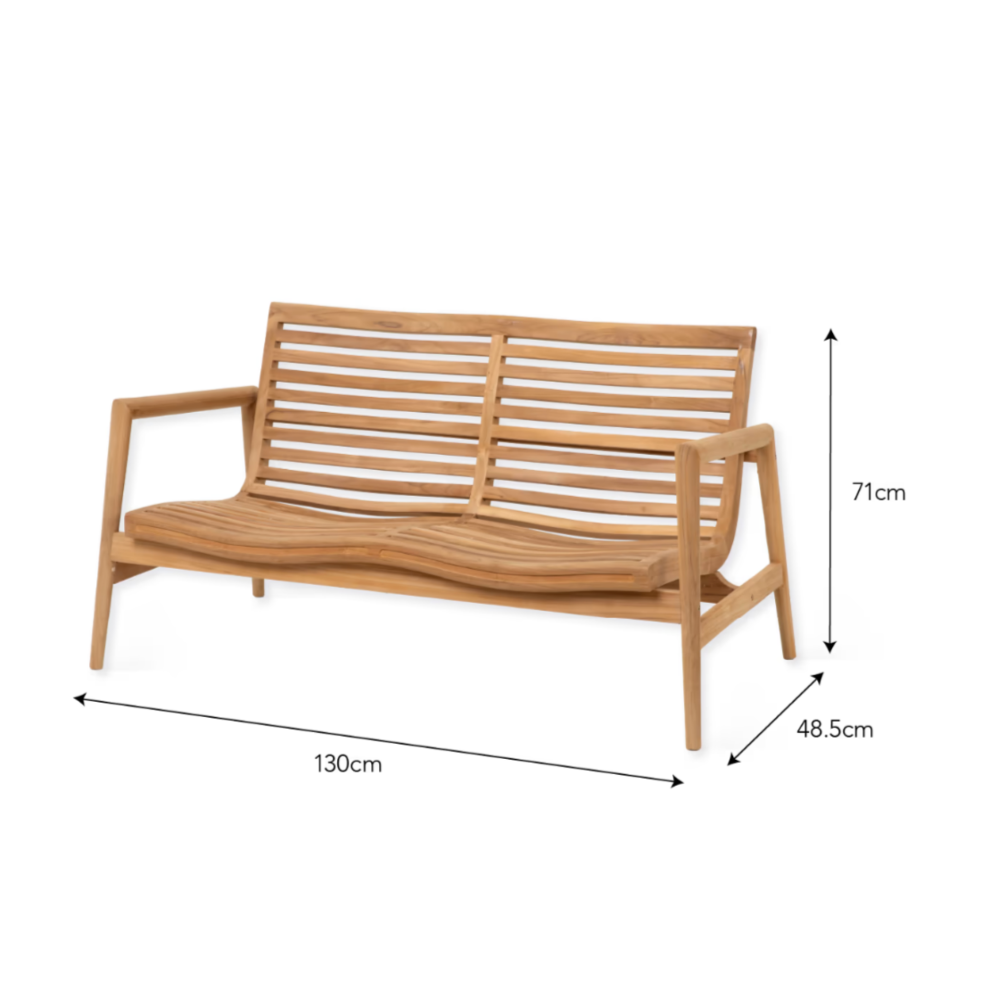 Garden Trending Coate 2 Seater Bench Teak Natural