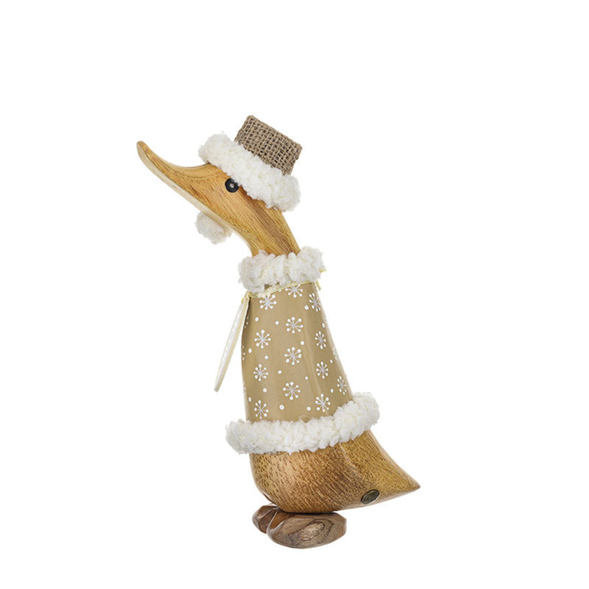 DCUK Christmas Ducklings Gilded Caramel gold jumper with white snowflakes