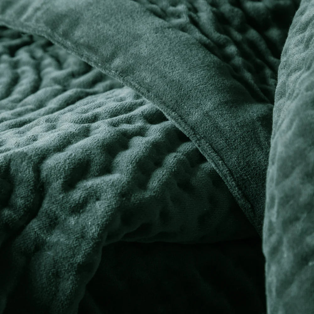 Voyage Maison Haze Velvet Quilted Throw Seafoam