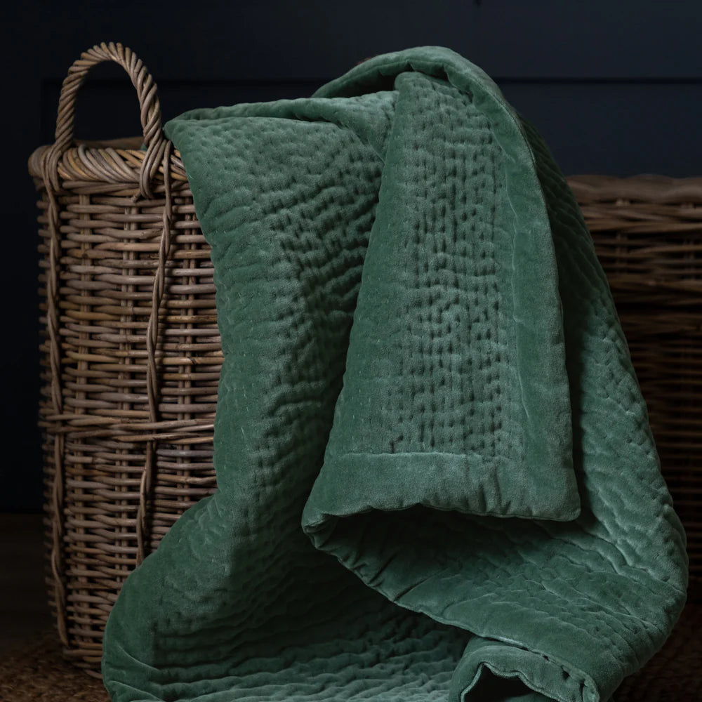 Voyage Maison Haze Velvet Quilted Throw Seafoam