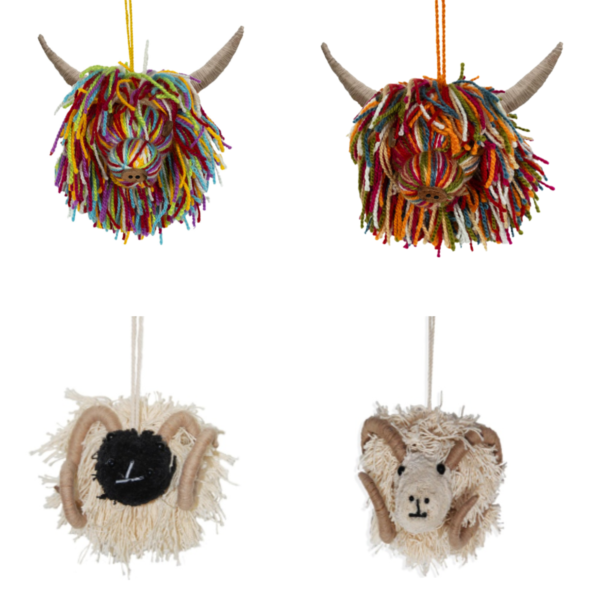 Aquarelle Home Hanging Decoration Sheep & Highland Cow