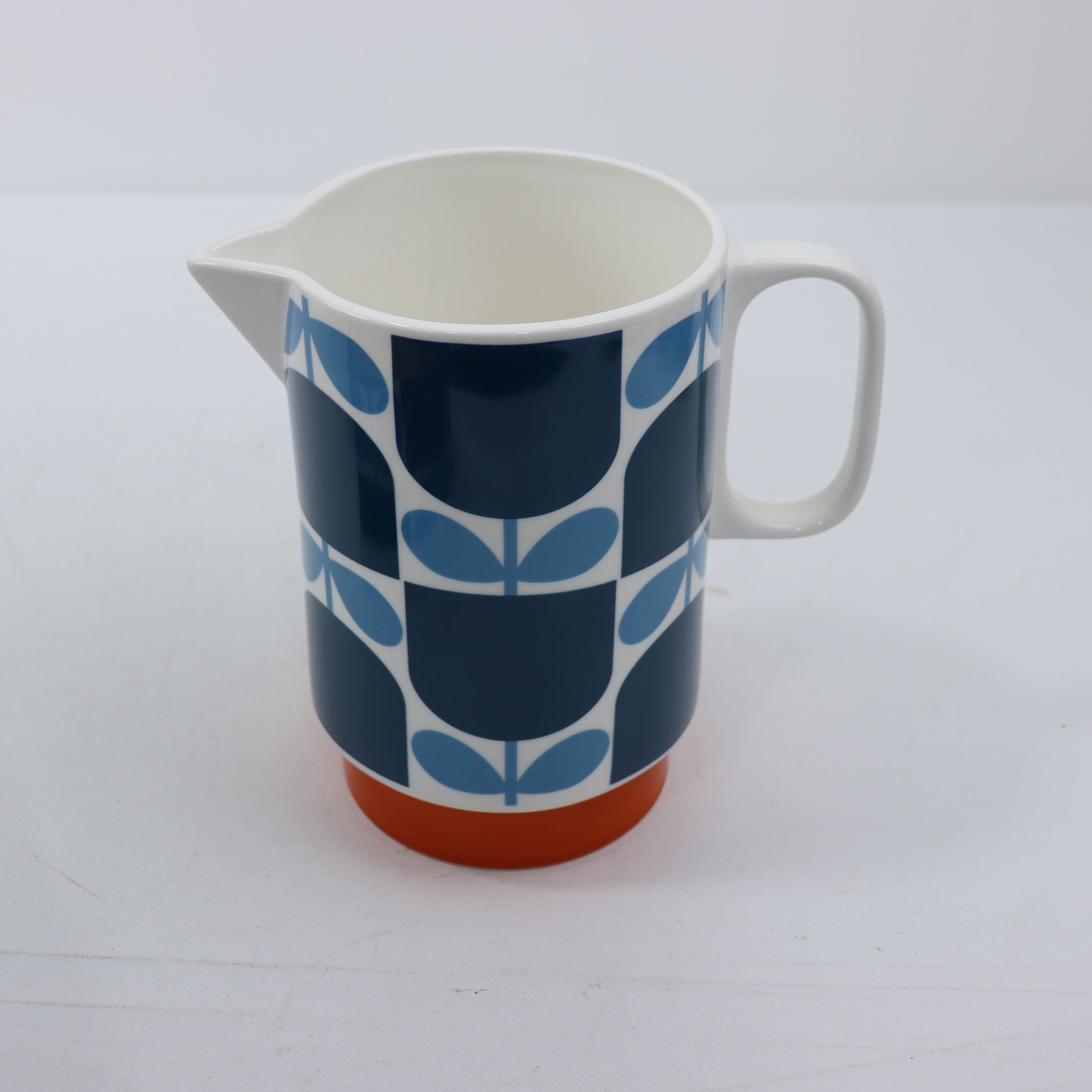 Orla Kiely Block Flower Ceramic Water Jug Pitcher Navy Blue 1.5L SECONDS