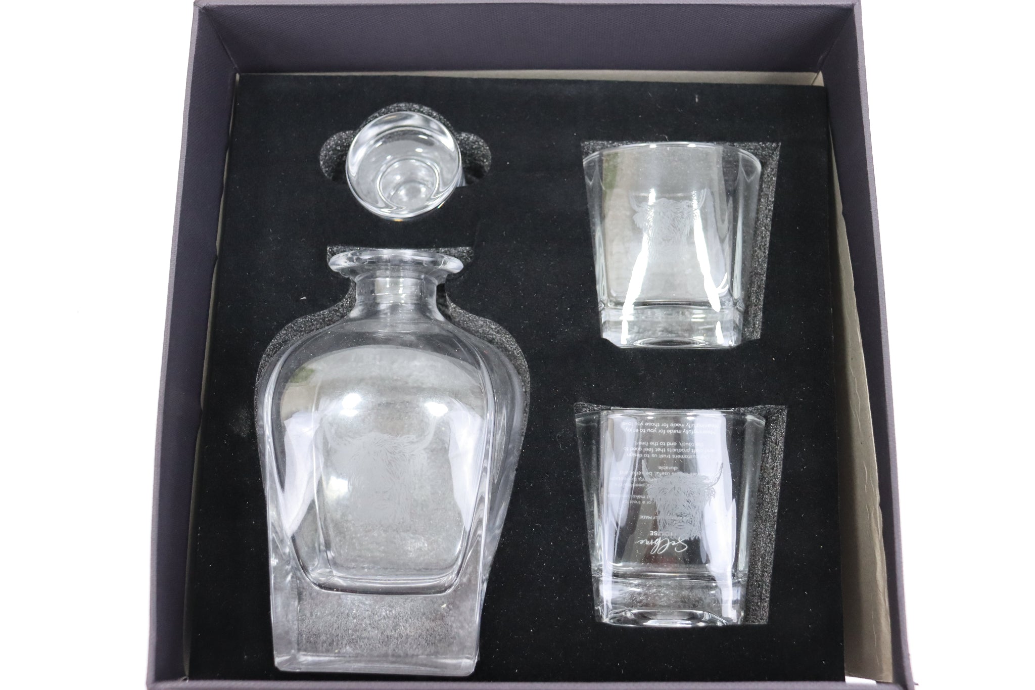 Selbrae House Decanter & Glass Set Highland Cow - Packing Damaged