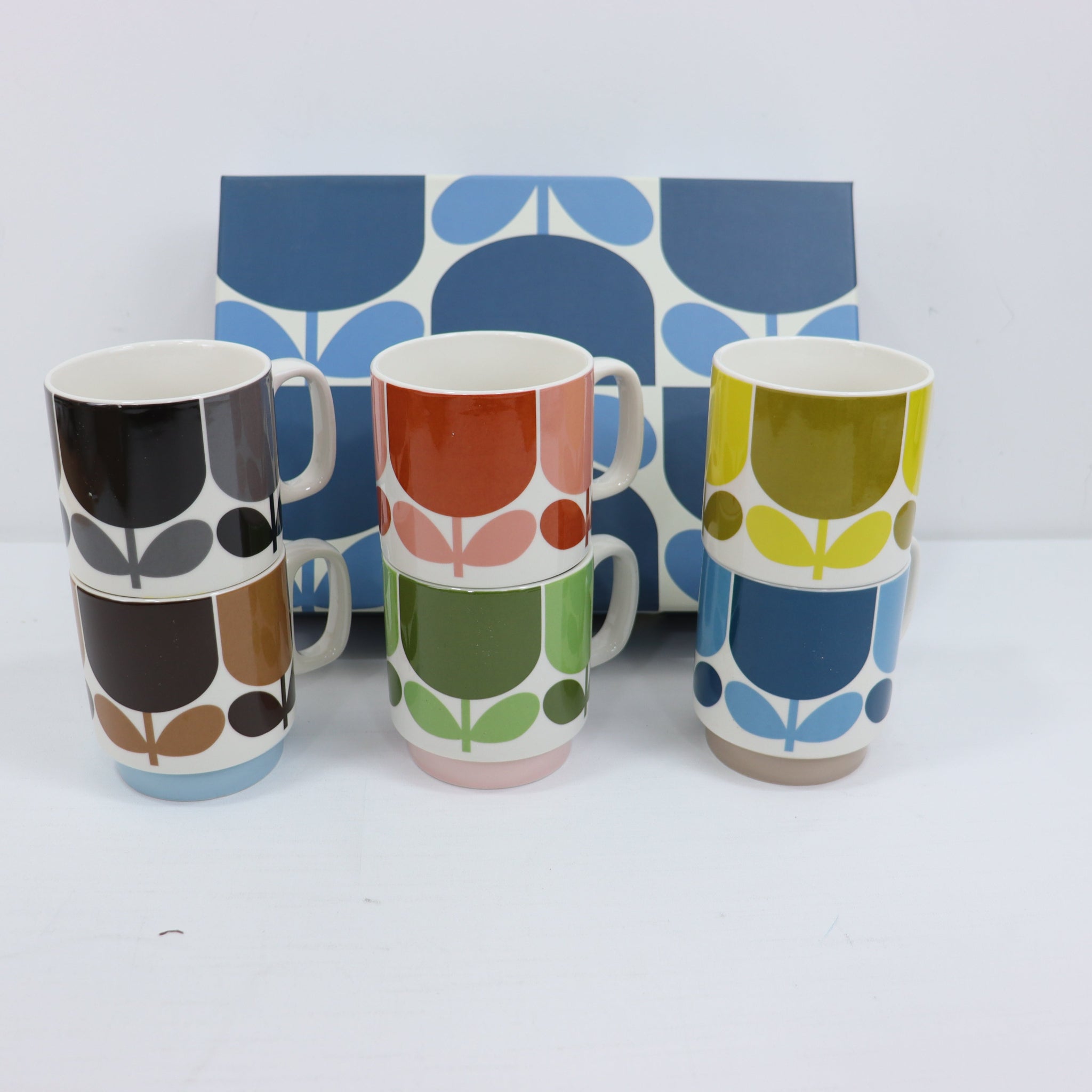Orla Kiely Stackable Mugs Block Print Set of Six - SECONDS