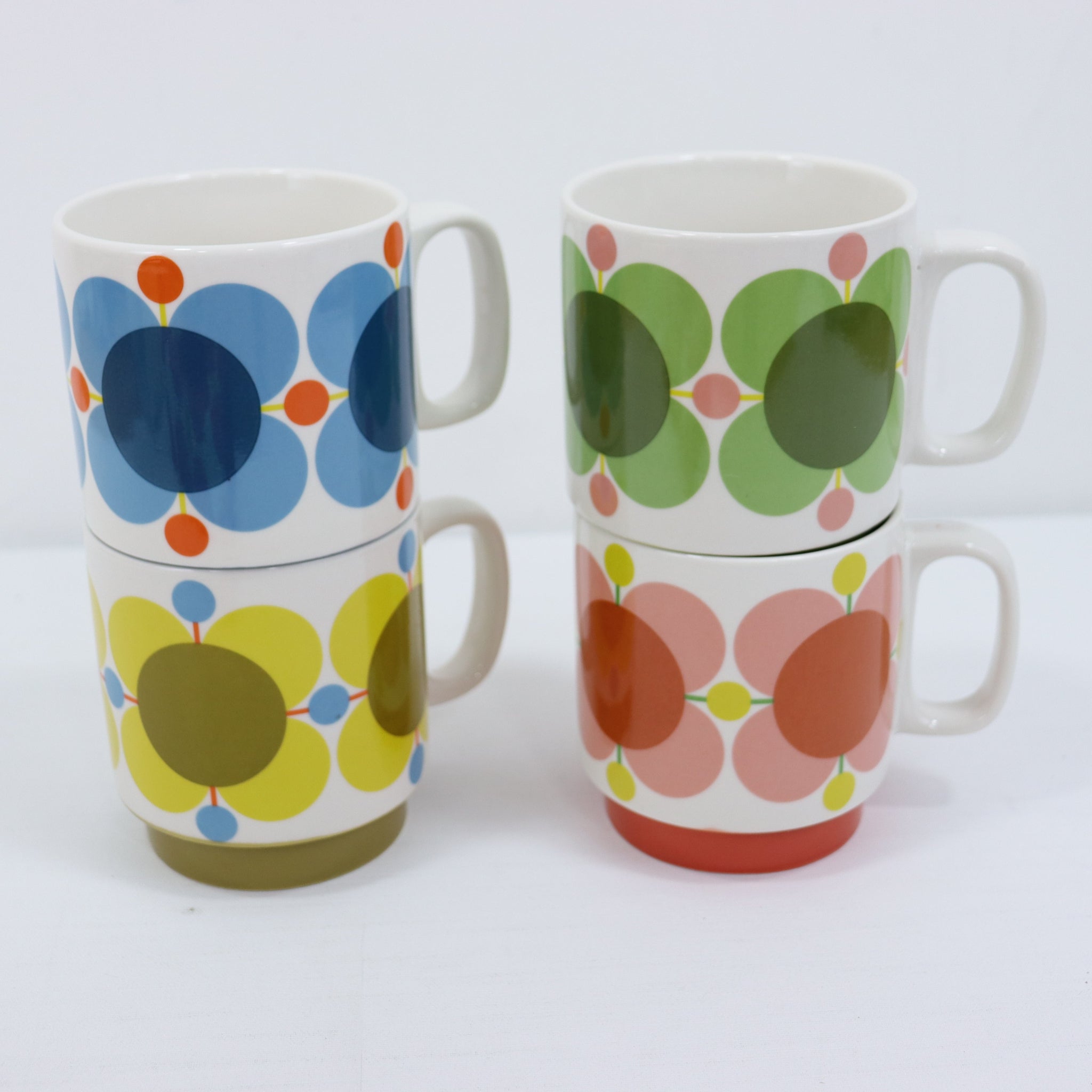 Orla Kiely Stackable Mugs Atomic Print Set of Four - SECONDS