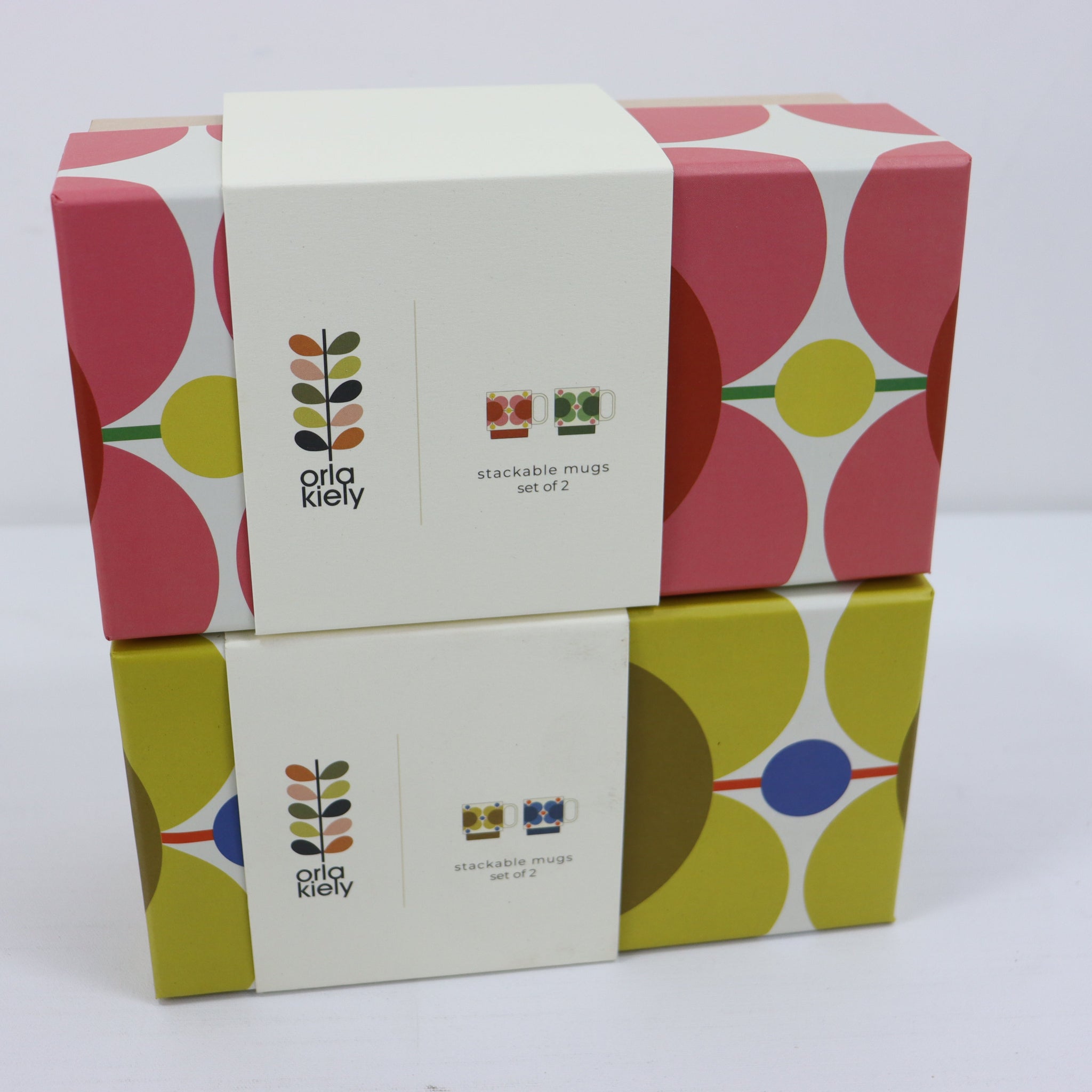 Orla Kiely Stackable Mugs Atomic Print Set of Four - SECONDS