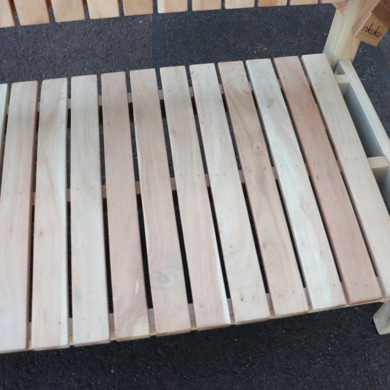 Nkuku Deev Slanted Wooden Garden Bench