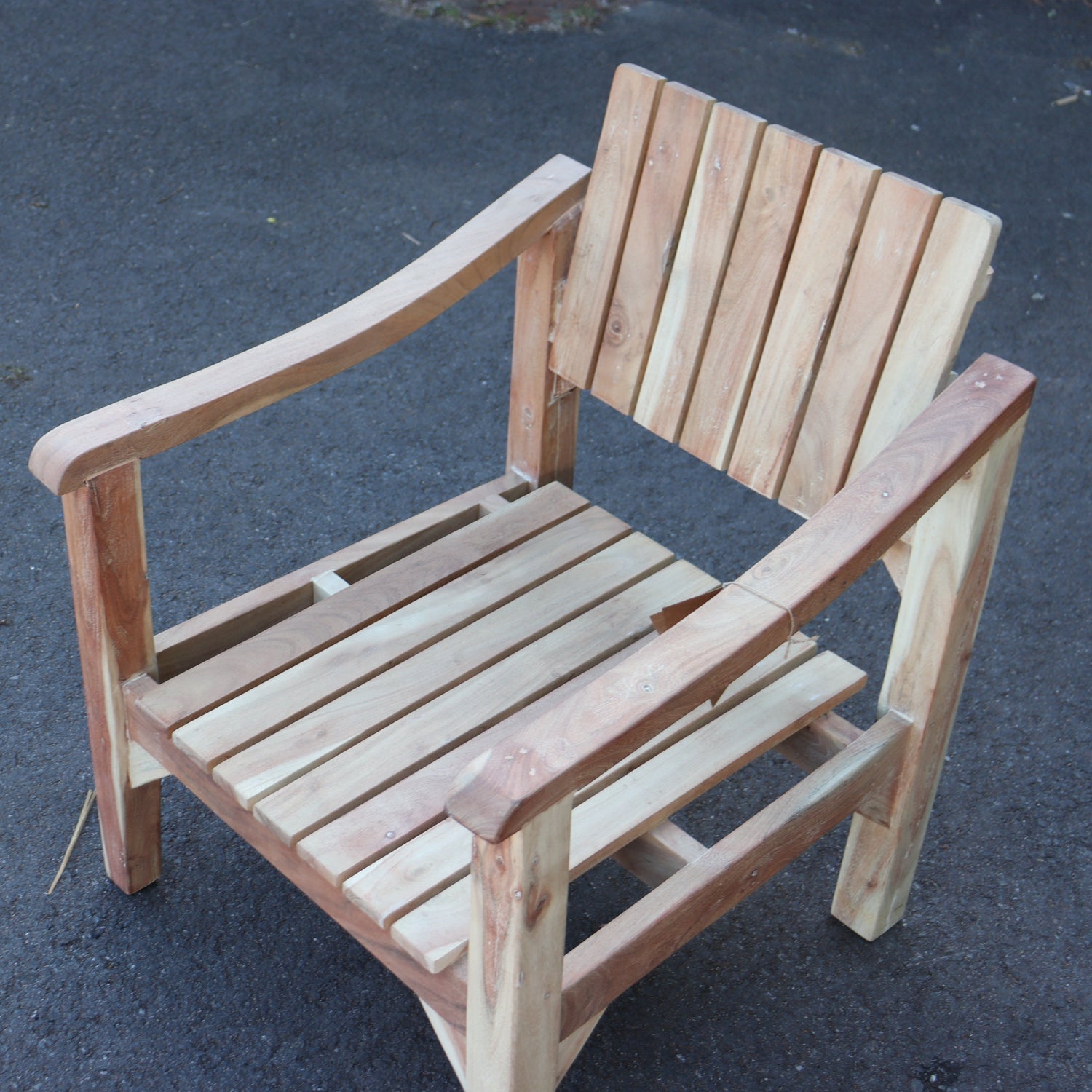 Nkuku Deev Slatted Wooden Garden Armchair Natural