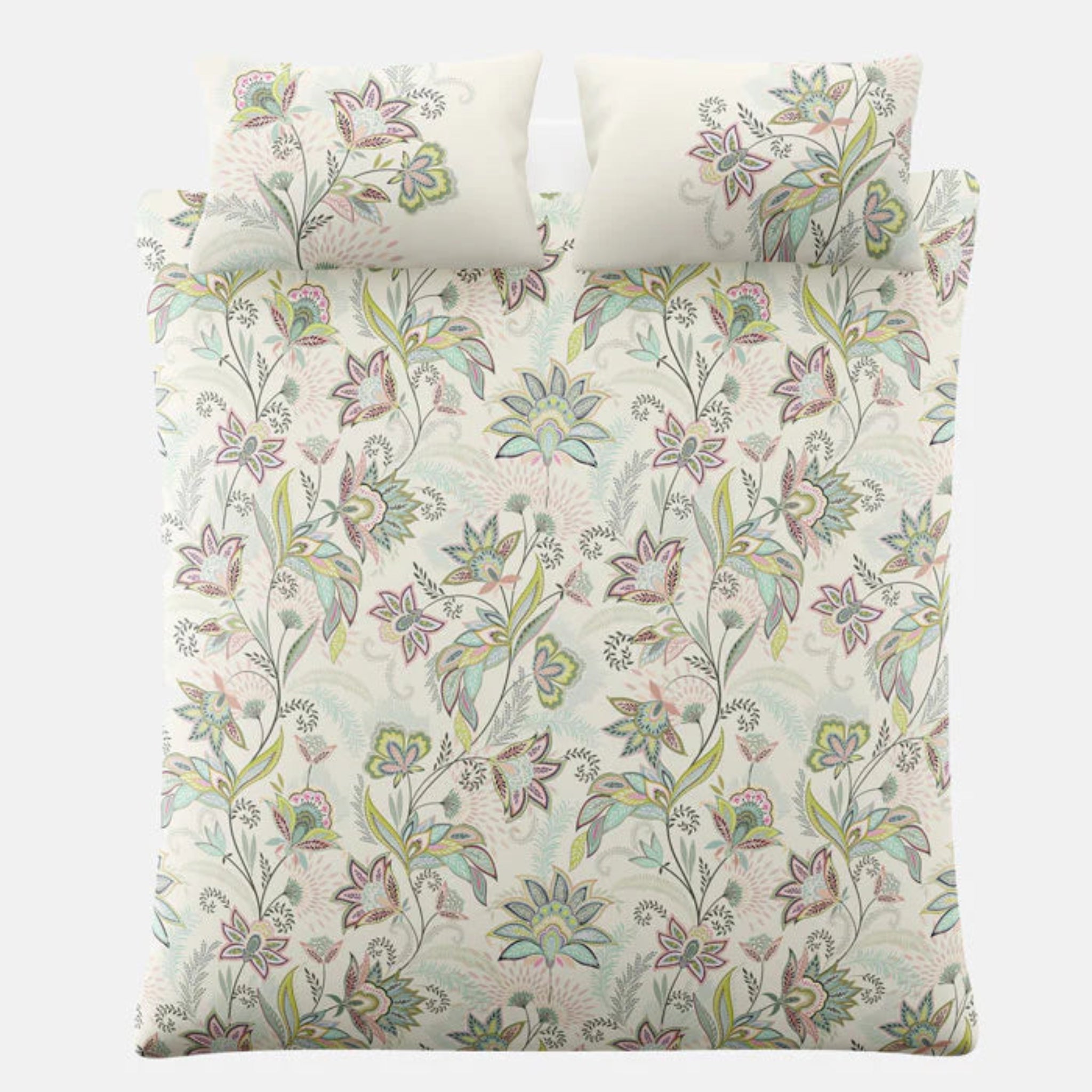 Sara Miller Passiflora Reversible Duvet Cover Set Light Stone Sage