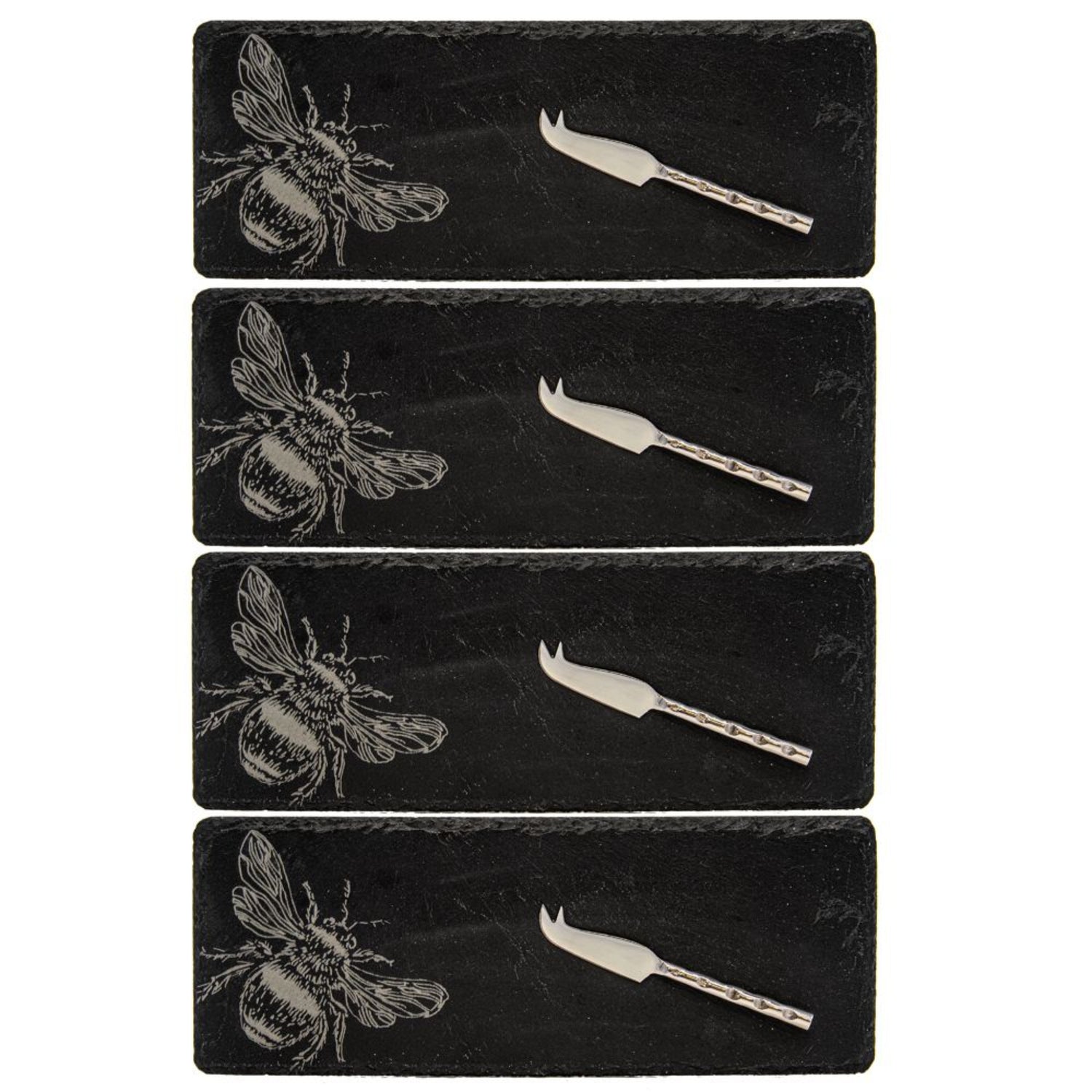 Selbrae House 4 Mini Slate Cheese Board & Knife Sets - Bee