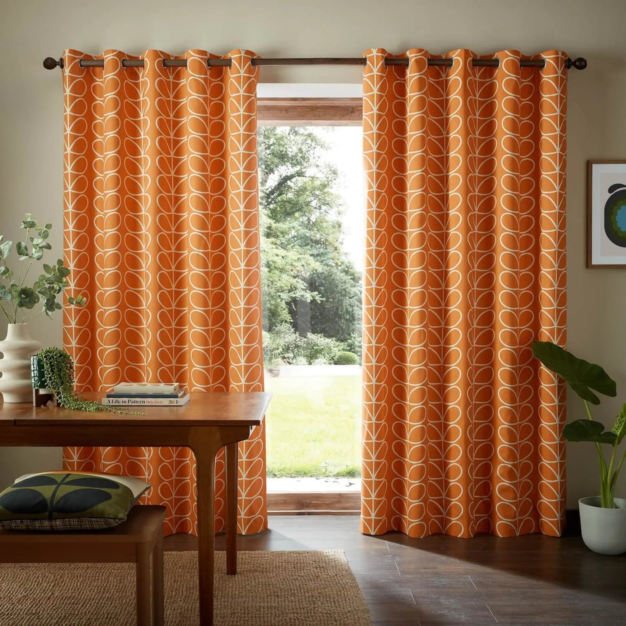Orla Kiely Linear Stem Curtains Burnt Orange 228cm x 282cm