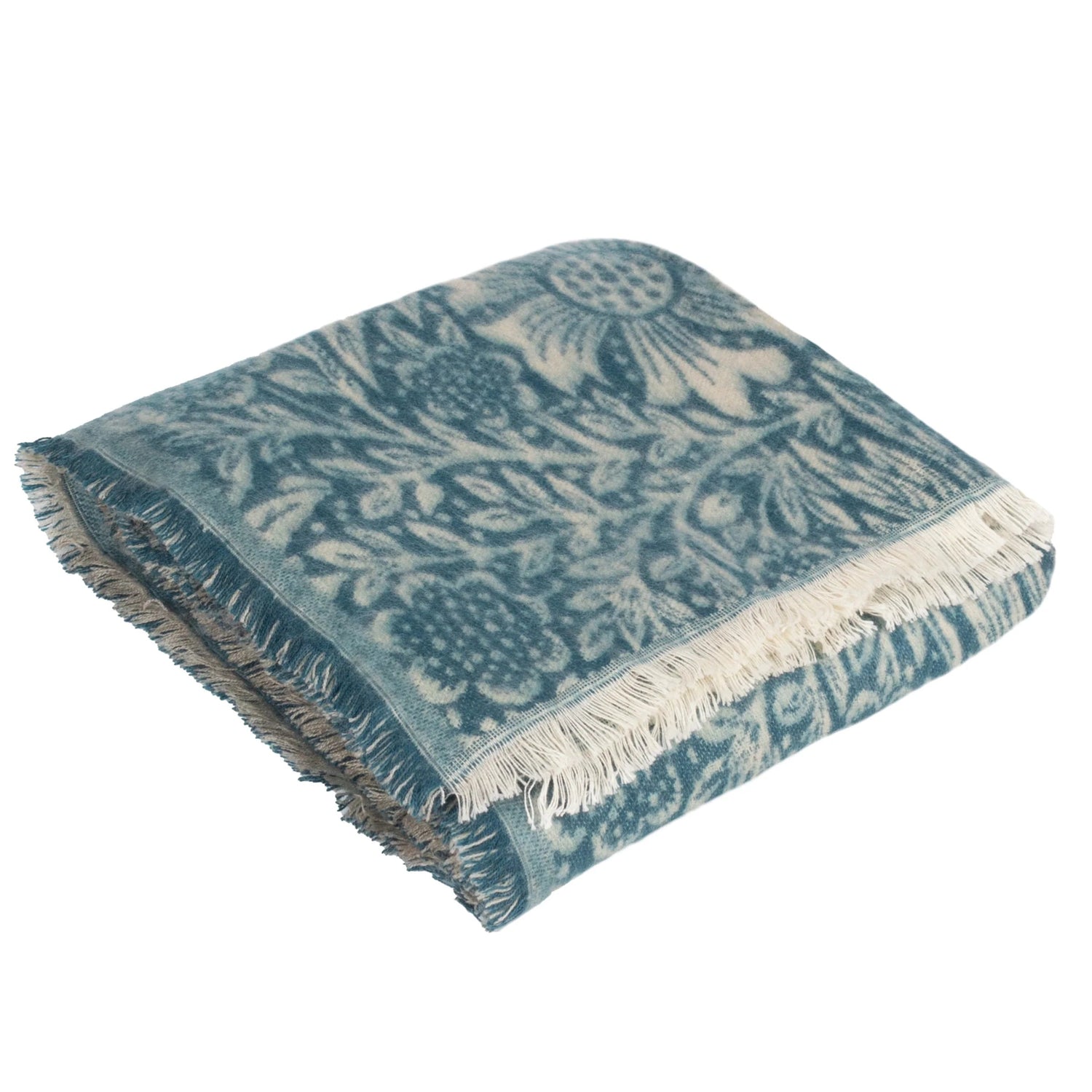 Morris & Co Marigold Jacquard Throw Indigo Blue 130cm x 170cm