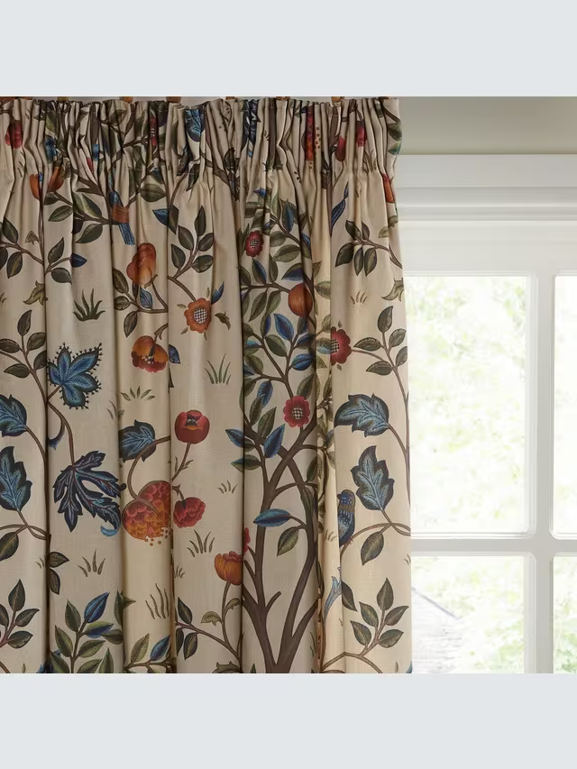 Morris & Co. Kelmscott Tree Pair Lined Pencil Pleat Curtains Multi W228 x Drop 274cm
