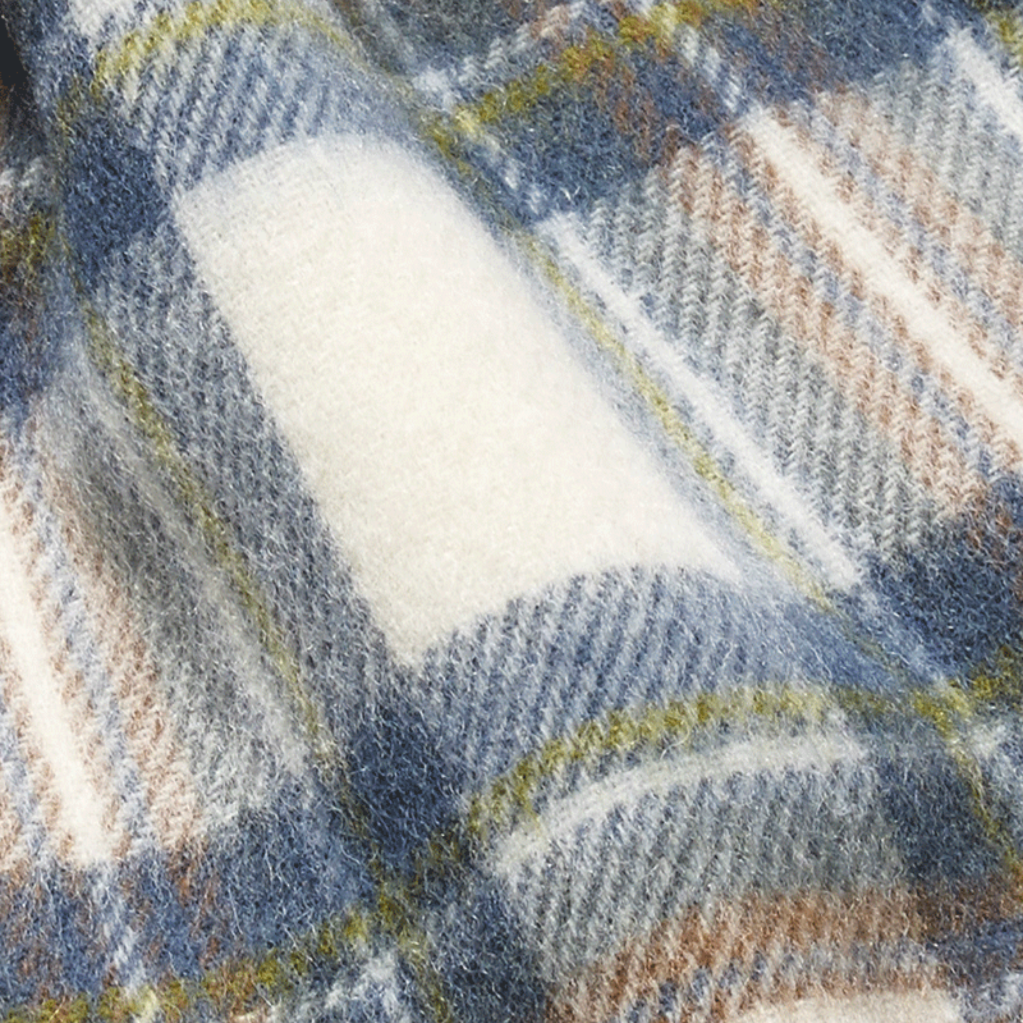Bronte by Moon Muted Blue Stewart Tartan Scarf close up