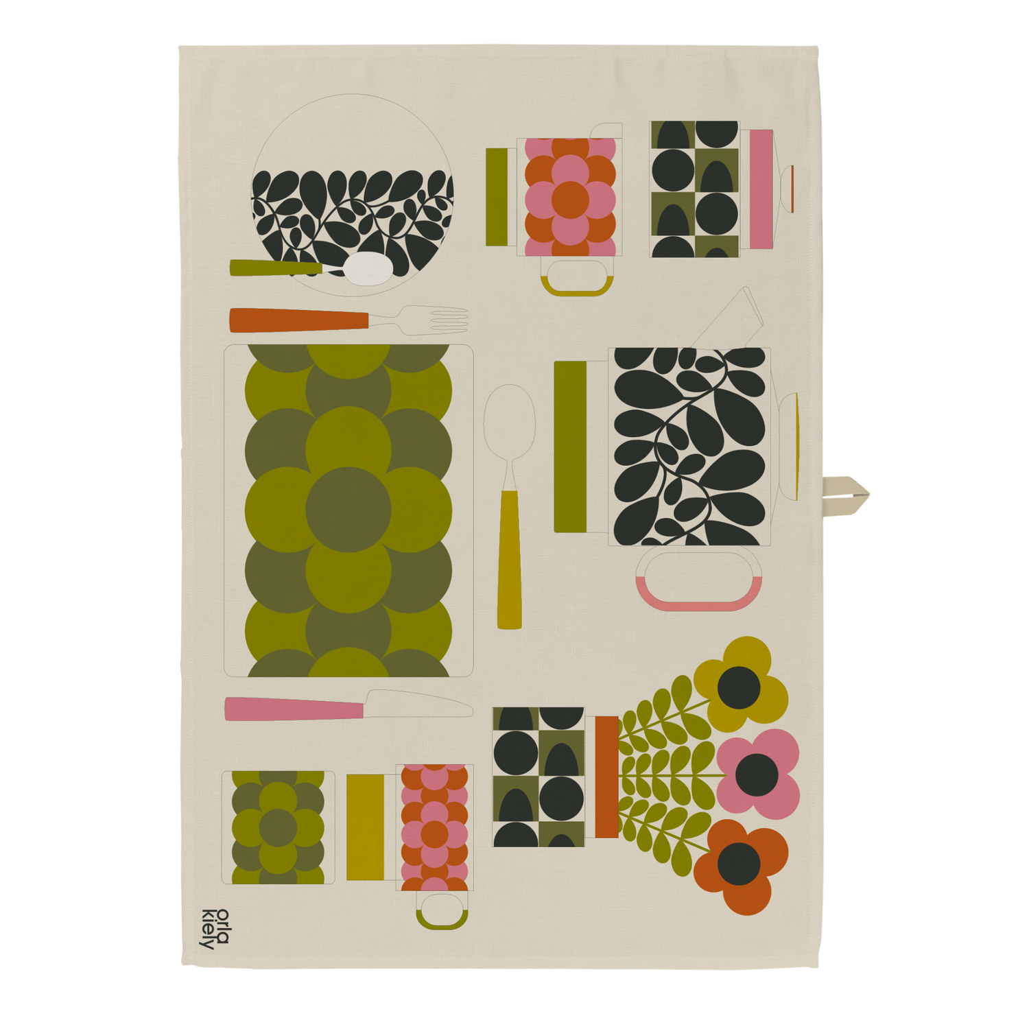 Orla Kiely Retro Stripe Set of 2 Tea Towels Green