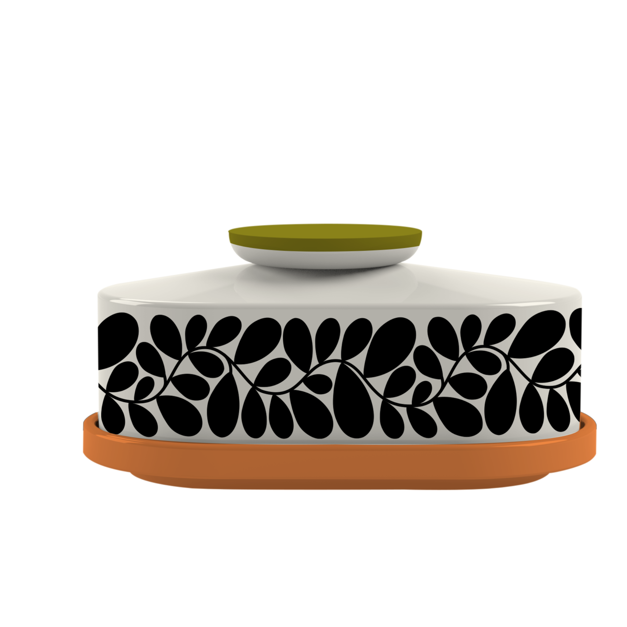 Orla Kiely Sycamore Stripe Butter Dish Orange