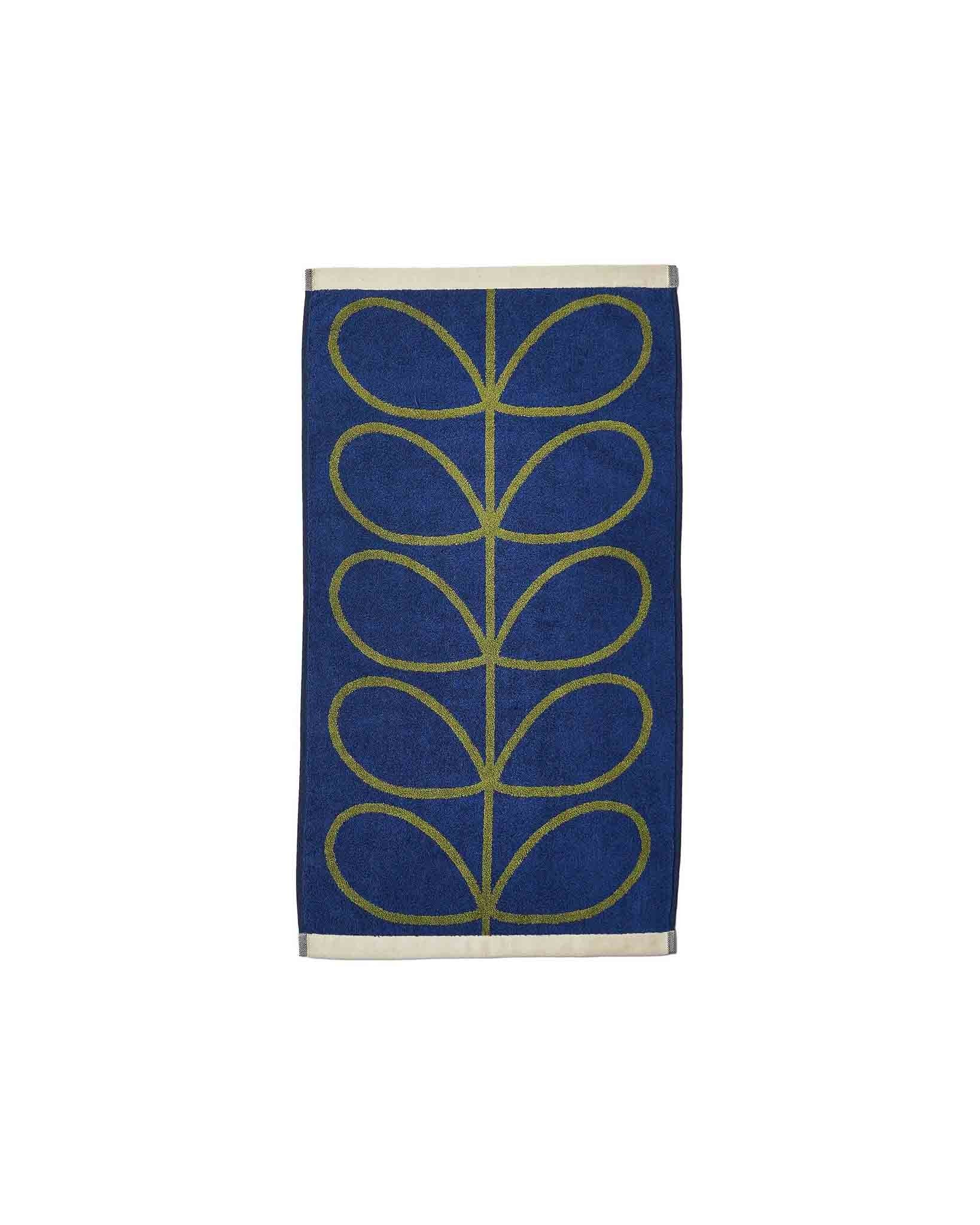 Orla Kiely Linear Stem Towels Navy & Olive