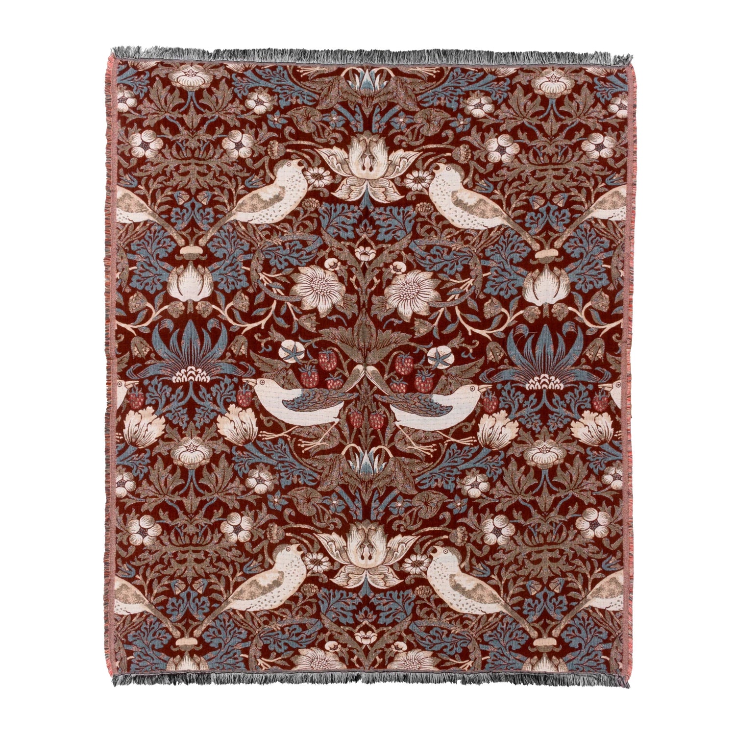 Morris & Co Strawberry Thief Jacquard Throw Berry