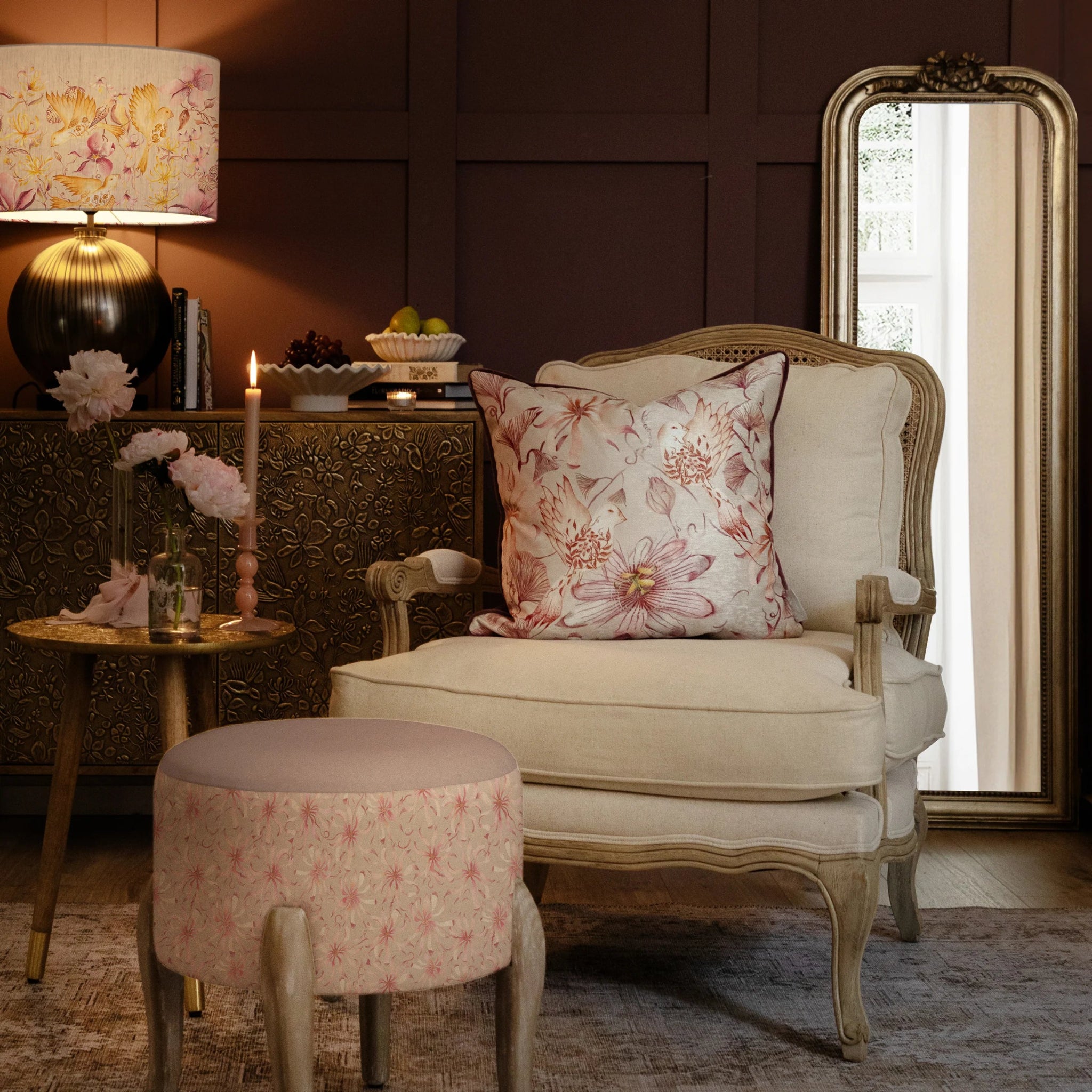 Voyage Maison Sybil Printed Piped Cushion Cover Primrose 50cm x 50cm