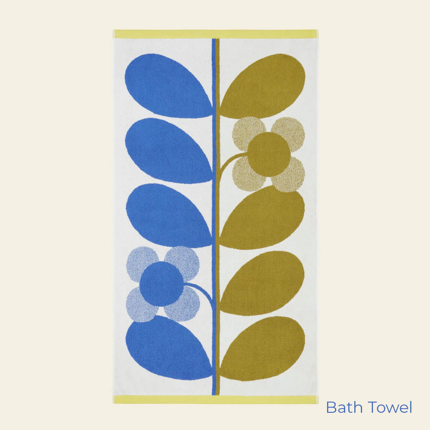 Orla Kiely Stem Bloom Duo Bath Towels Blue and Fawn