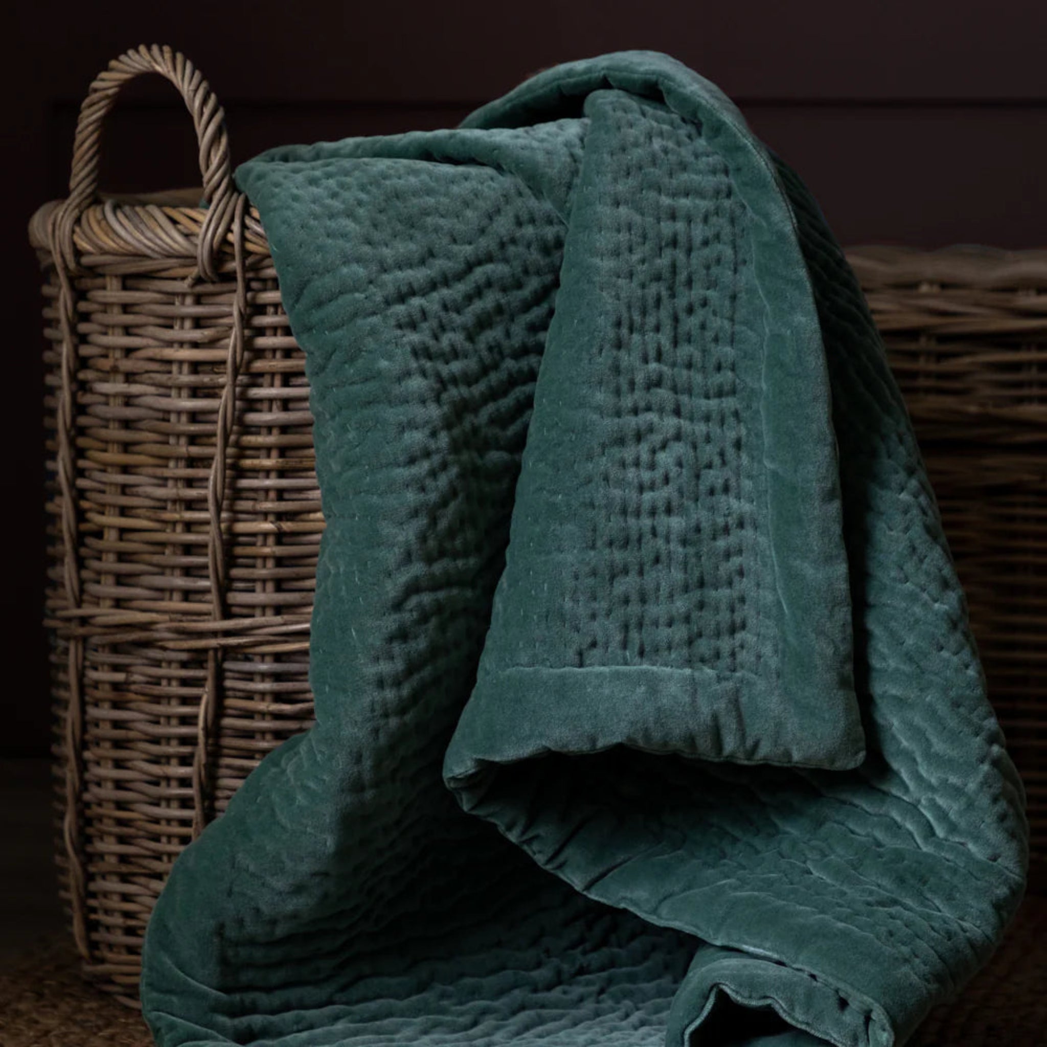 Voyage Maison Haze Velvet Quilted Throw Ocean