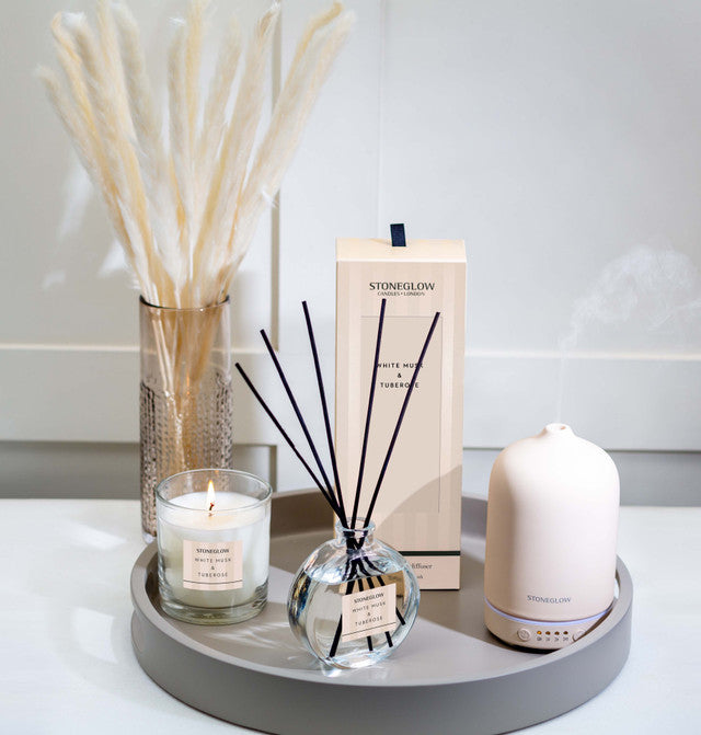 Stoneglow White Musk & Tuberose 7oz Candle styled