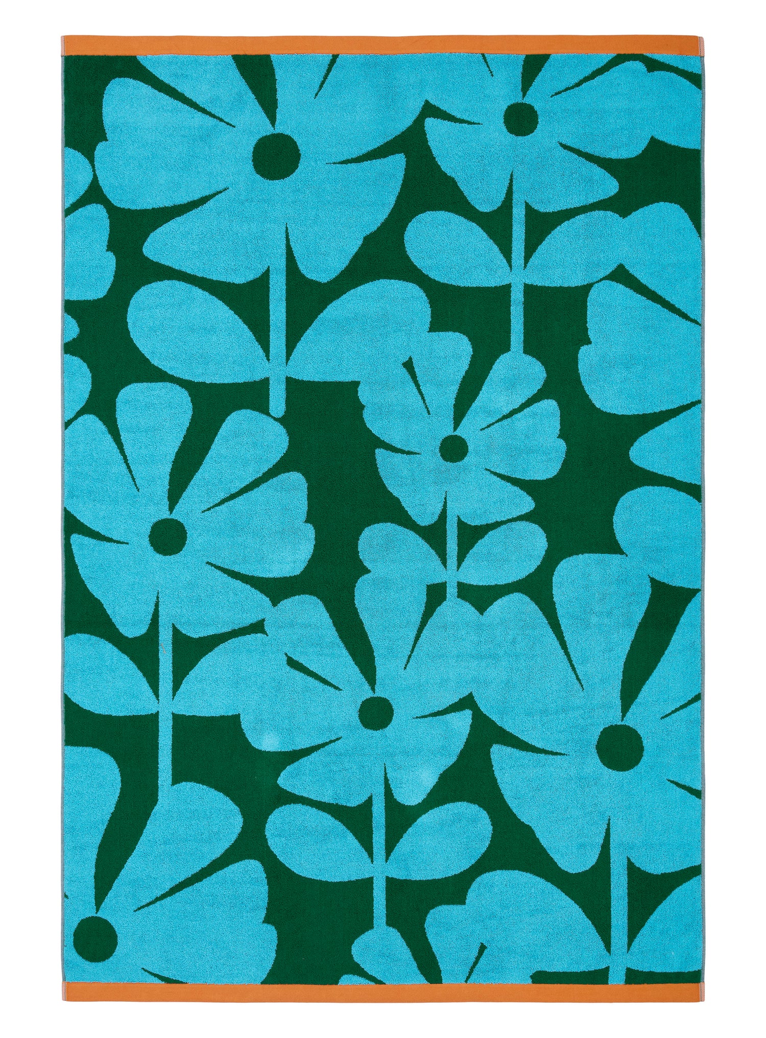 Orla Kiely Wildflower Towels Blue Lagoon