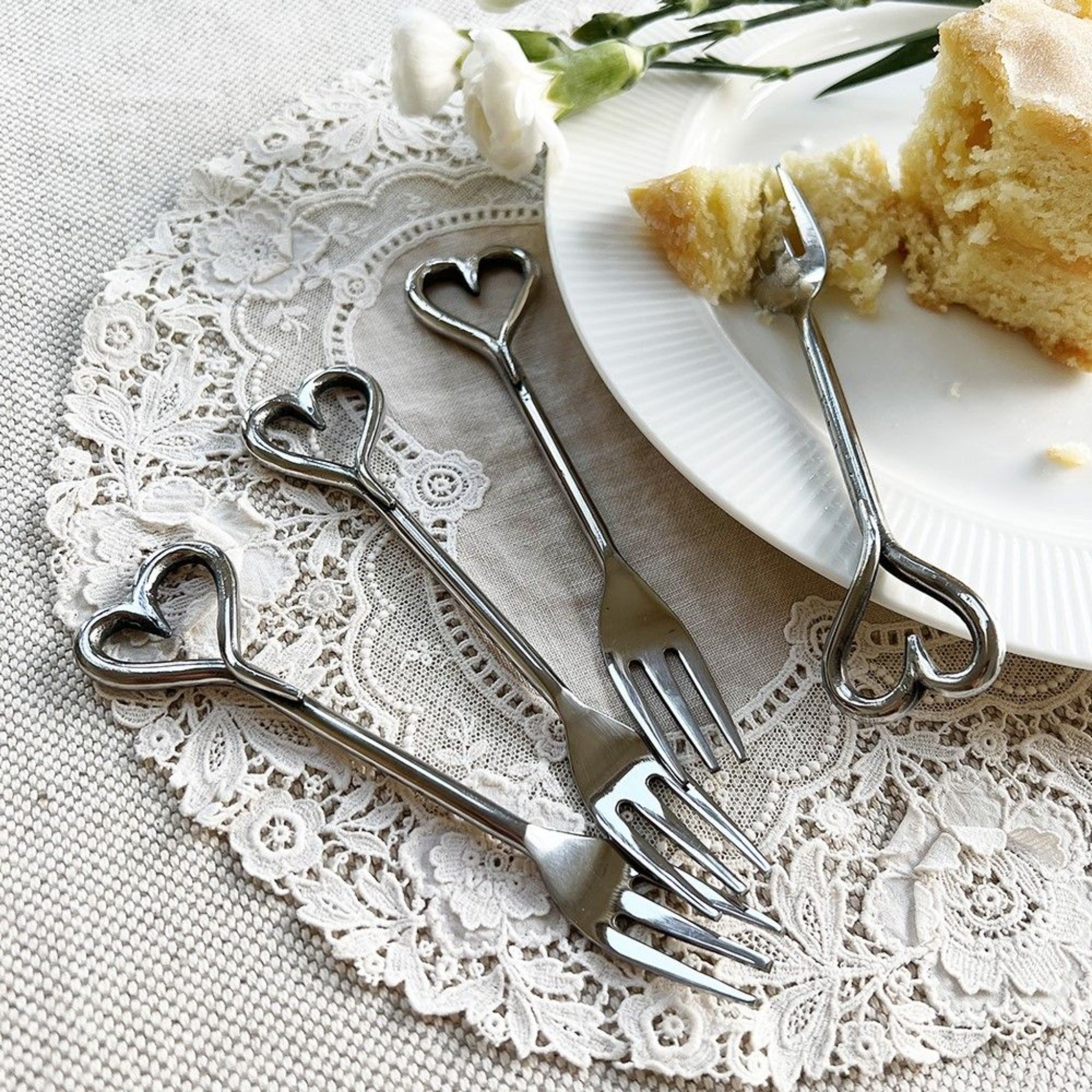 Selbrae House Stainless Steel Love Heart Pastry Forks