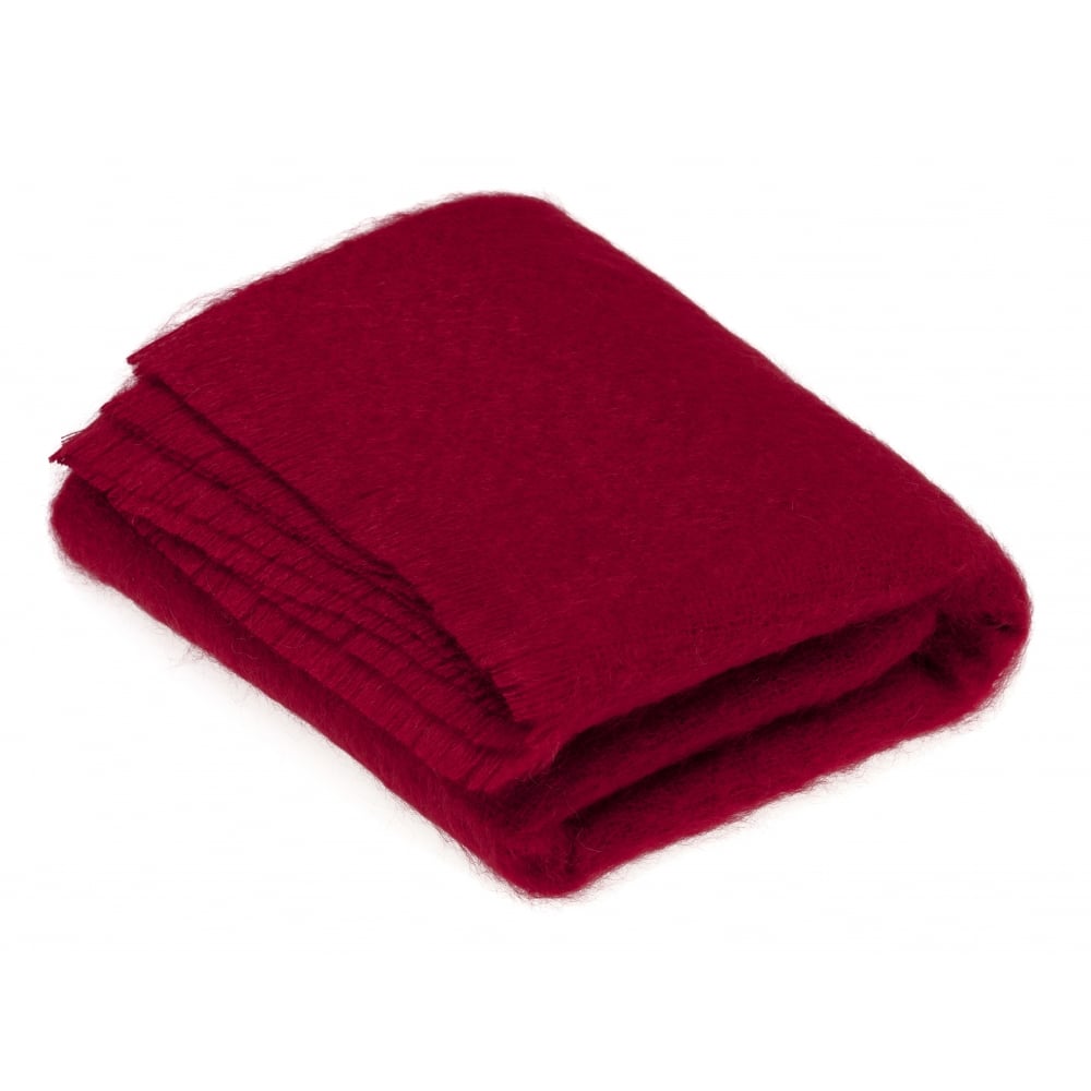 Bronte By Moon Luxury Mohair Throw Berry Red